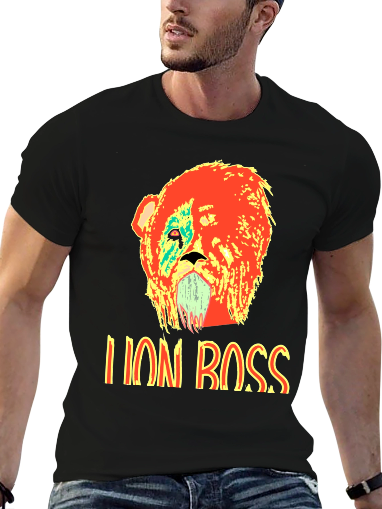Black Lion Boss Graphic T-Shirt - Bold Design view 6