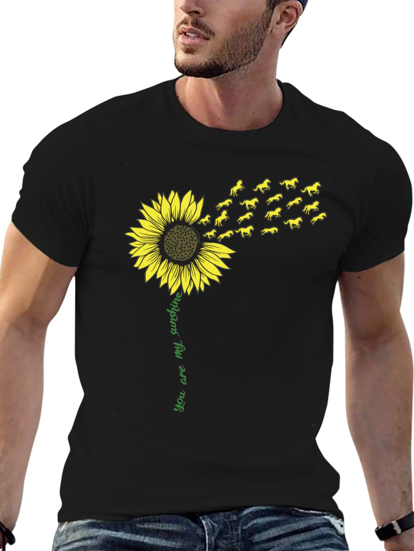 Black Sunflower Horse T-Shirt - You Are My Sunshine Tee view 6