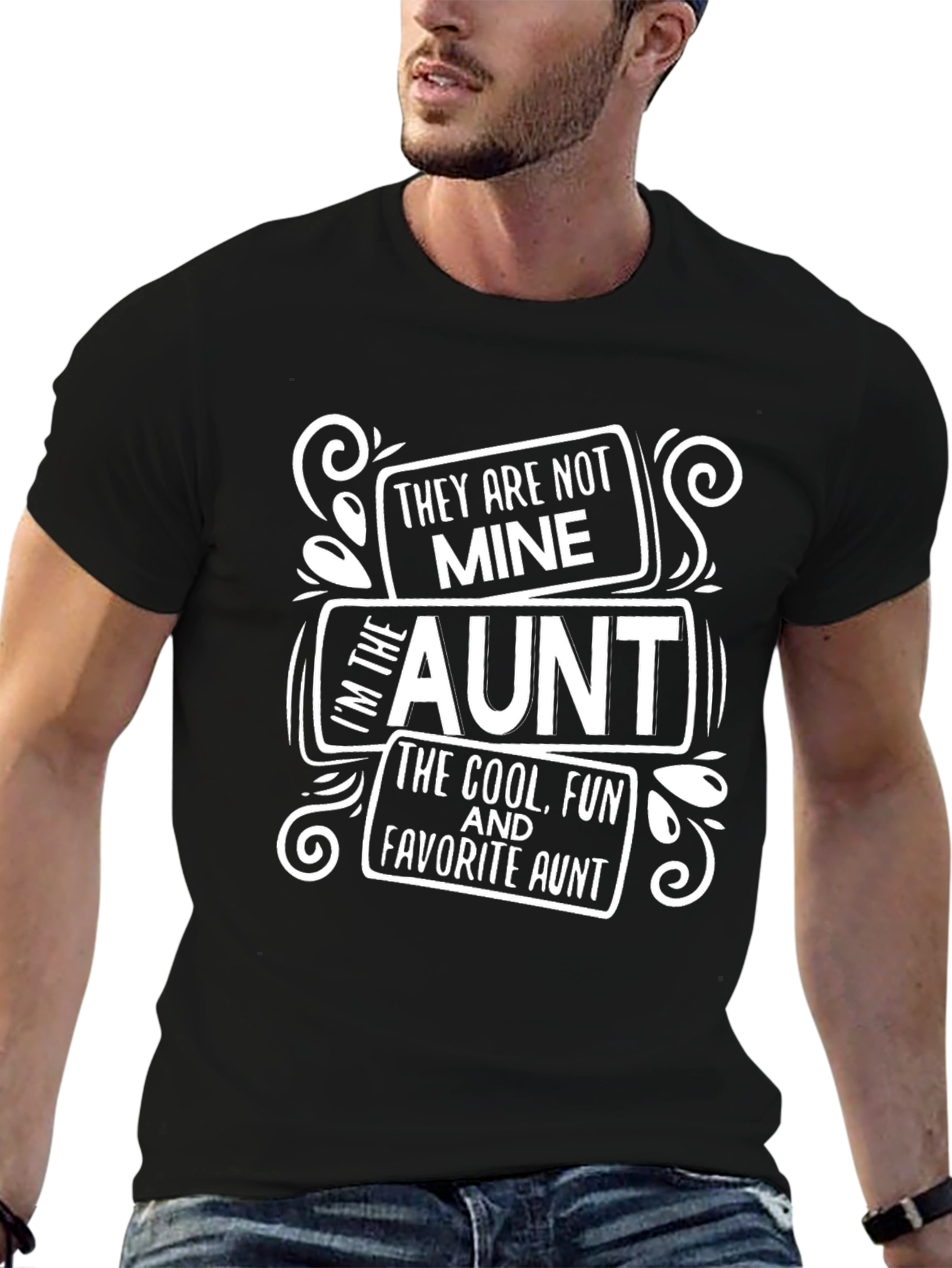 Black Cool Aunt Graphic T-Shirt - Fun Aunt Tee view 6