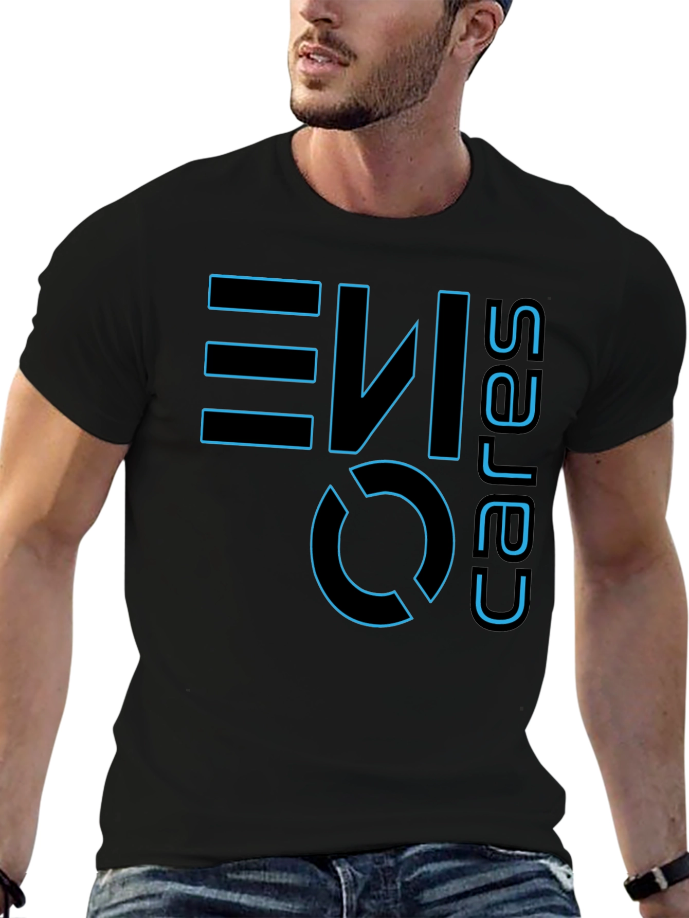 Black Evolve One Cares Graphic Tee - Stylish Black T-Shirt view 6