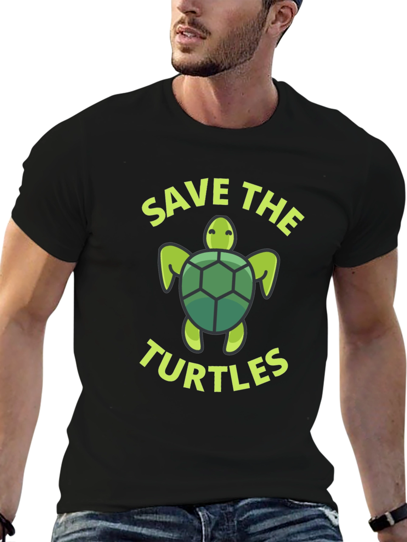 Black Save the Turtles Graphic Tee view 6