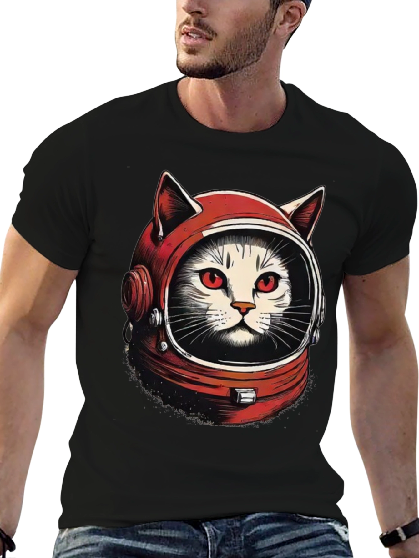 Black Catstronaut Graphic T-Shirt view 6