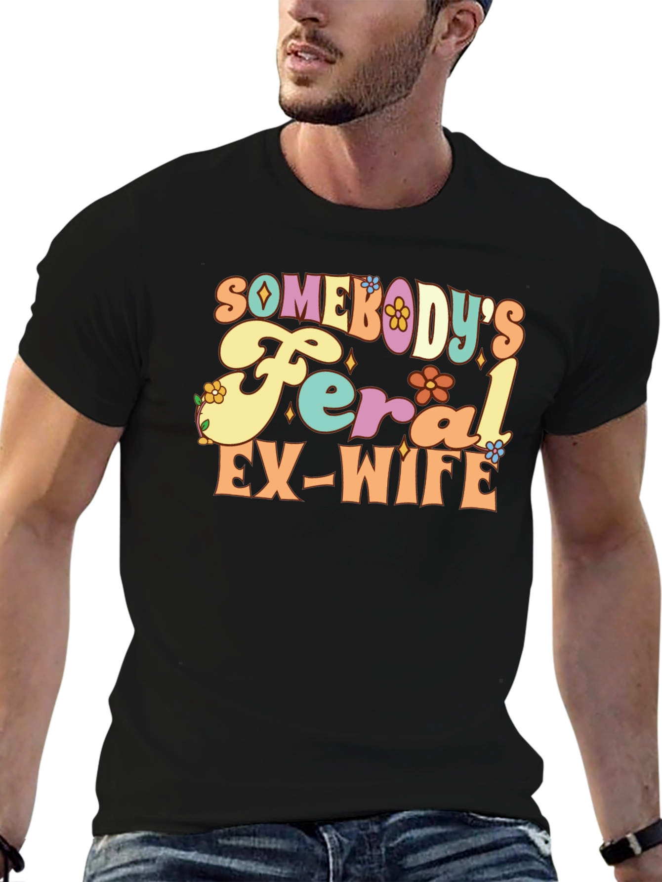 Black Feral Ex-Wife Graphic Tee - Funny Slogan Shirt view 6