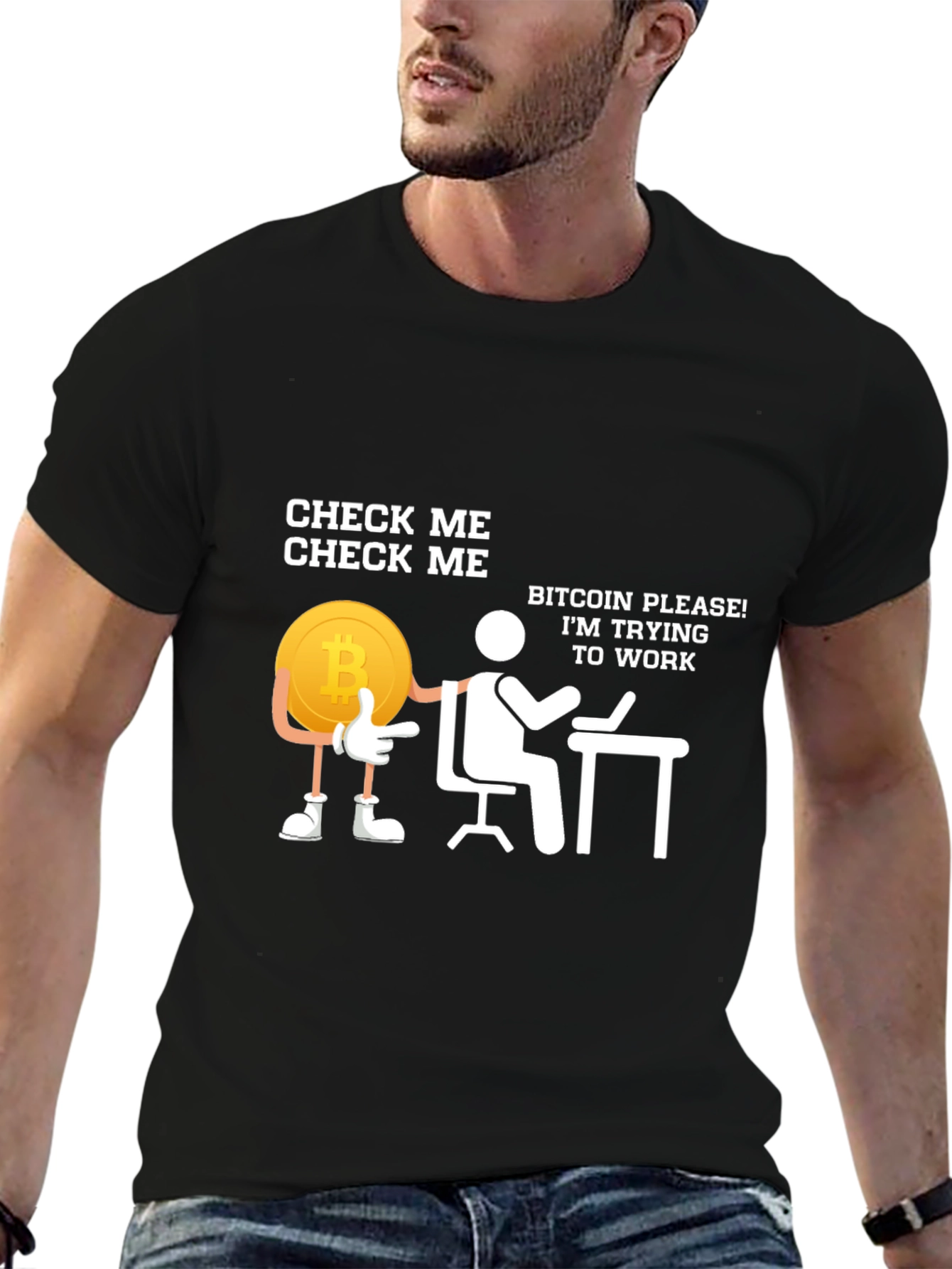 Black Check Me Bitcoin T-Shirt view 6