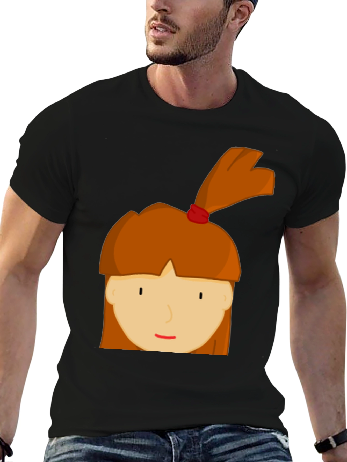 Black Cartoon Girl Graphic Tee - Fun & Casual Style view 6