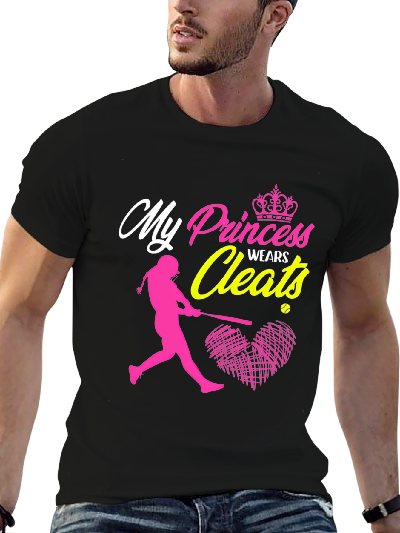 Black My Princess Wears Cleats T-Shirt view 6
