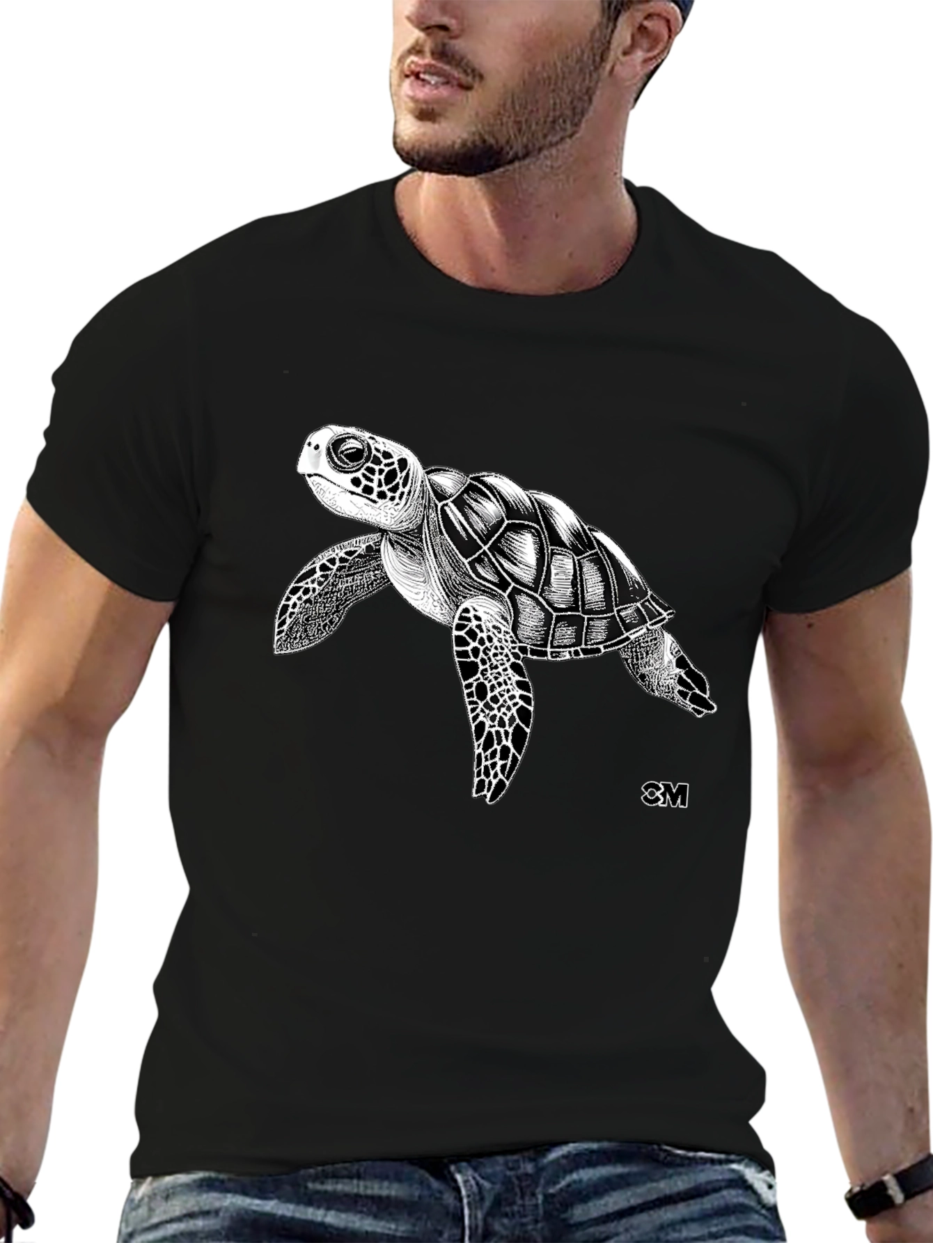 Black Sea Turtle Graphic Tee - Men's Black T-Shirt view 6