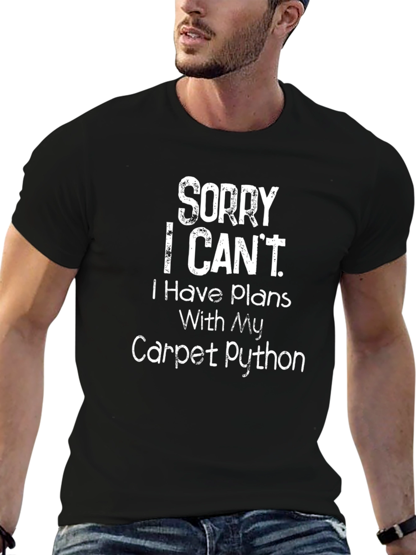Black Sorry I Can't Carpet Python T-Shirt view 6