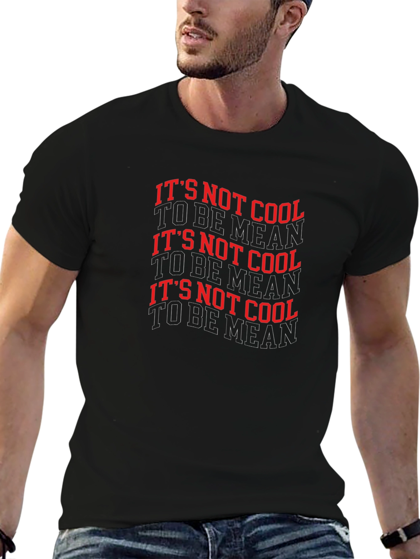 Black It's Not Cool to Be Mean Black Graphic Tee view 6