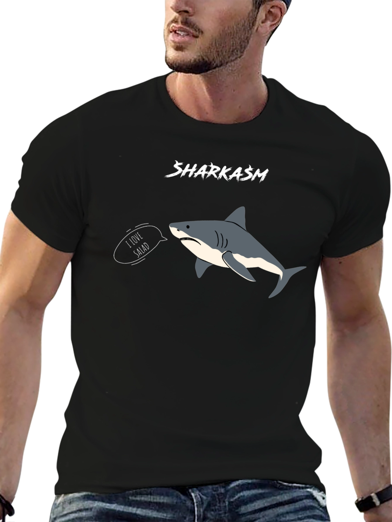 Black Sharkasm I Love Salad T-Shirt view 6