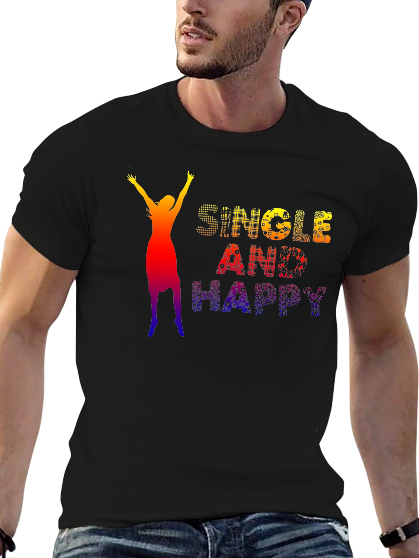 Black Single and Happy Graphic Tee view 6