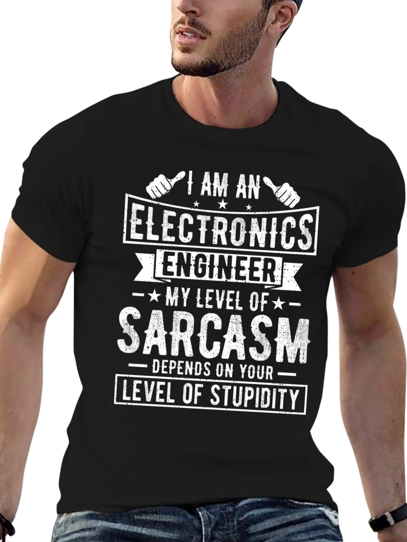 Black Electronics Engineer Sarcasm T-Shirt view 6
