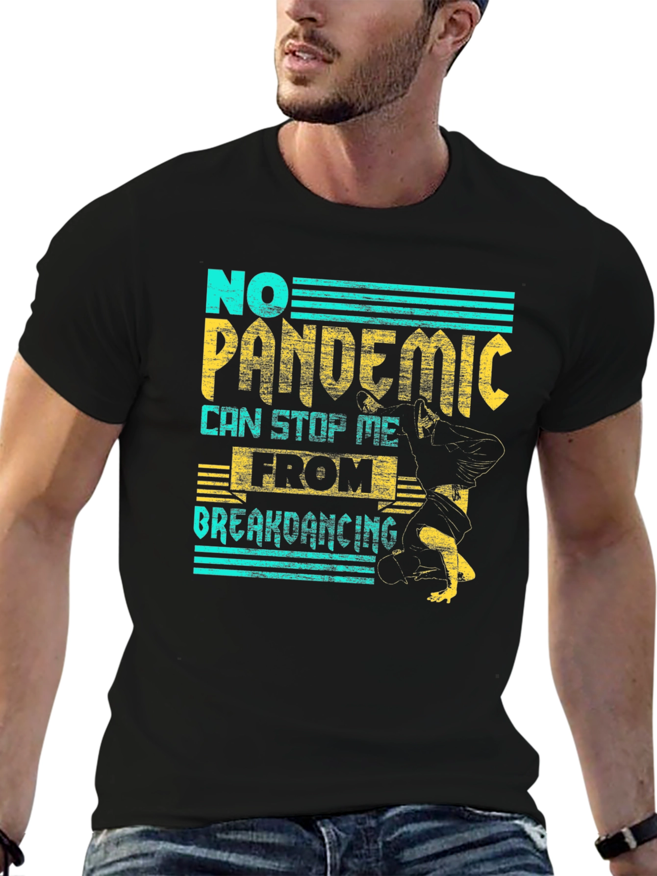 Black No Pandemic Breakdancing Graphic Tee view 6