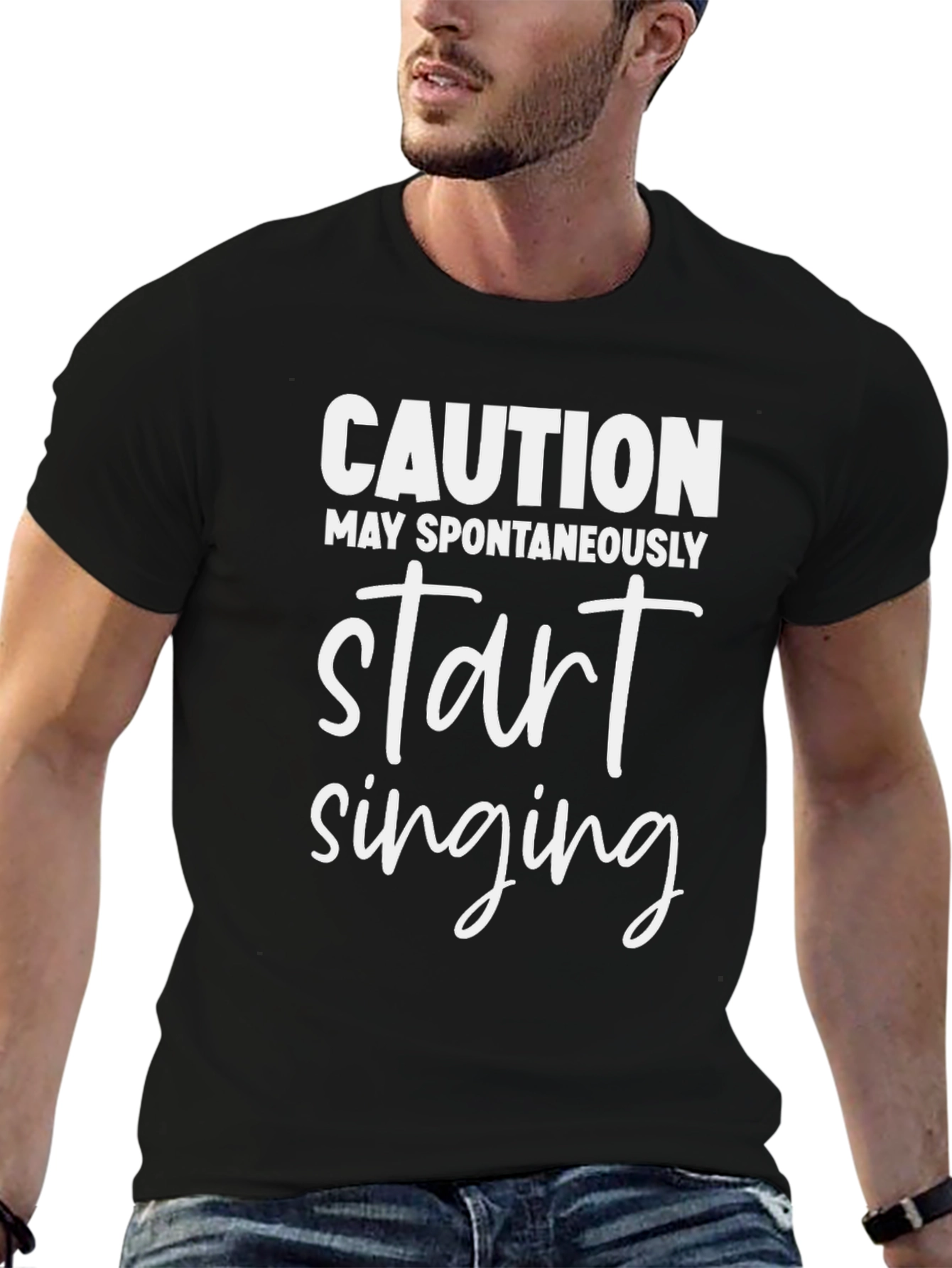 Black Caution May Spontaneously Start Singing T-Shirt view 6