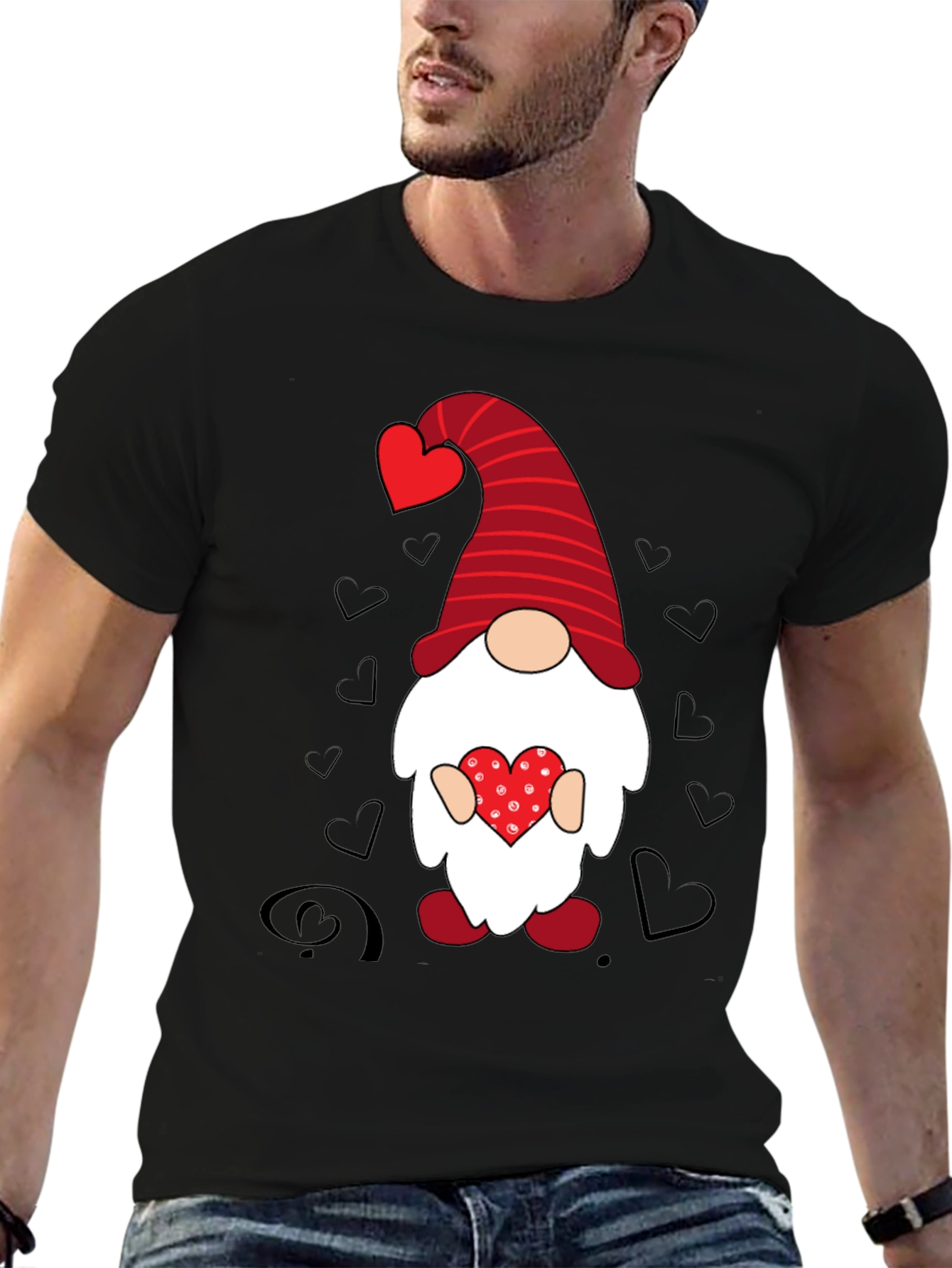 Black Valentine Gnome Men's T-shirt view 6