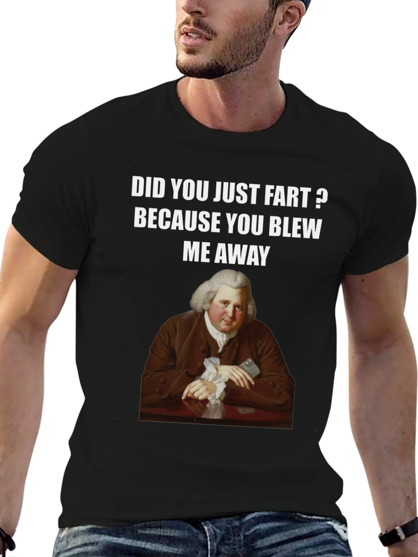 Black Humorous Fart T-Shirt with Classical Art view 6