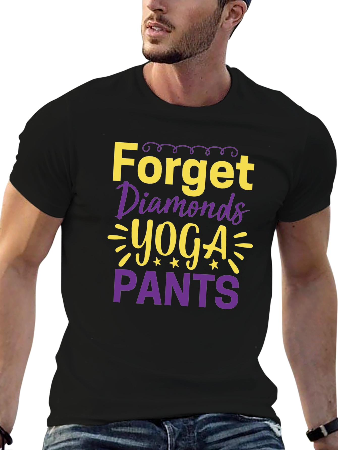 Black Forget Diamonds Yoga Pants Graphic Tee view 6