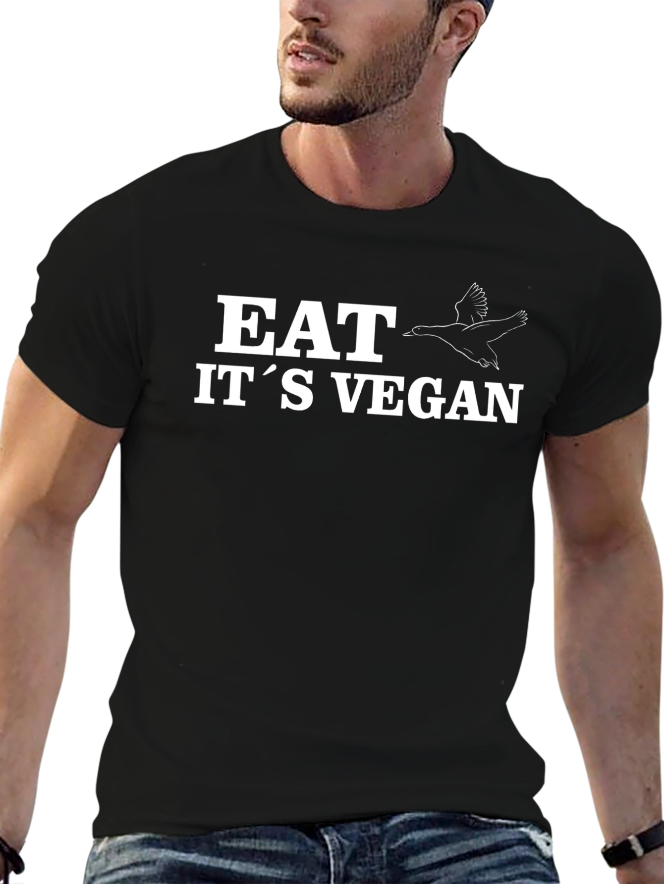 Black Eat It's Vegan Goose T-Shirt - Black view 6
