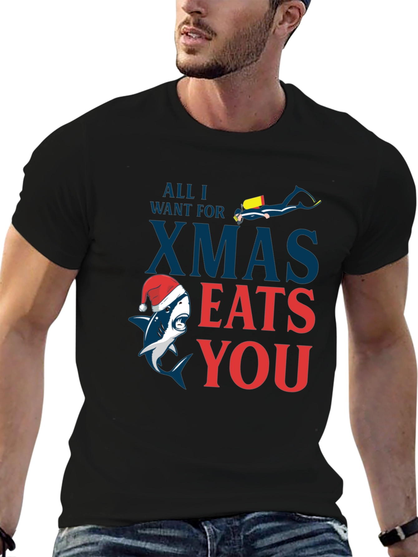 Black Shark Xmas Eats You Graphic Tee view 6