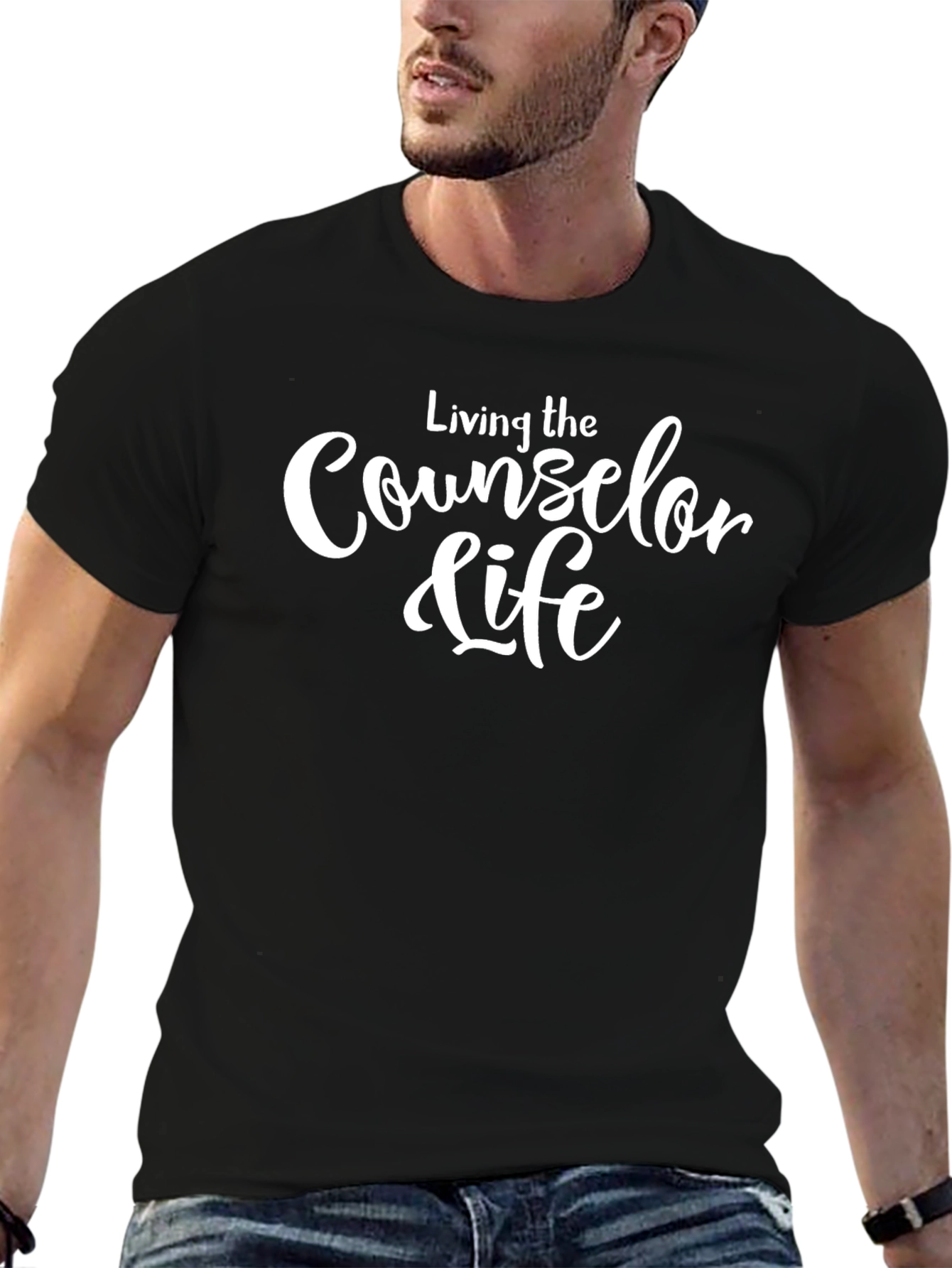 Black Counselor Life Tee - Black Casual T-Shirt view 6