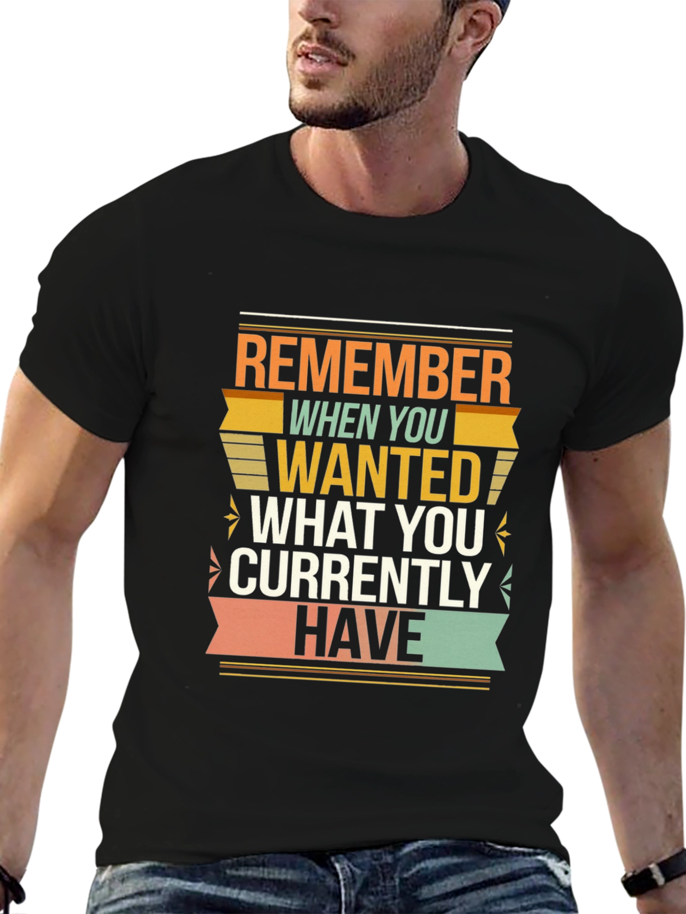 Black Motivational Graphic T-Shirt - Remember When You Wanted view 6