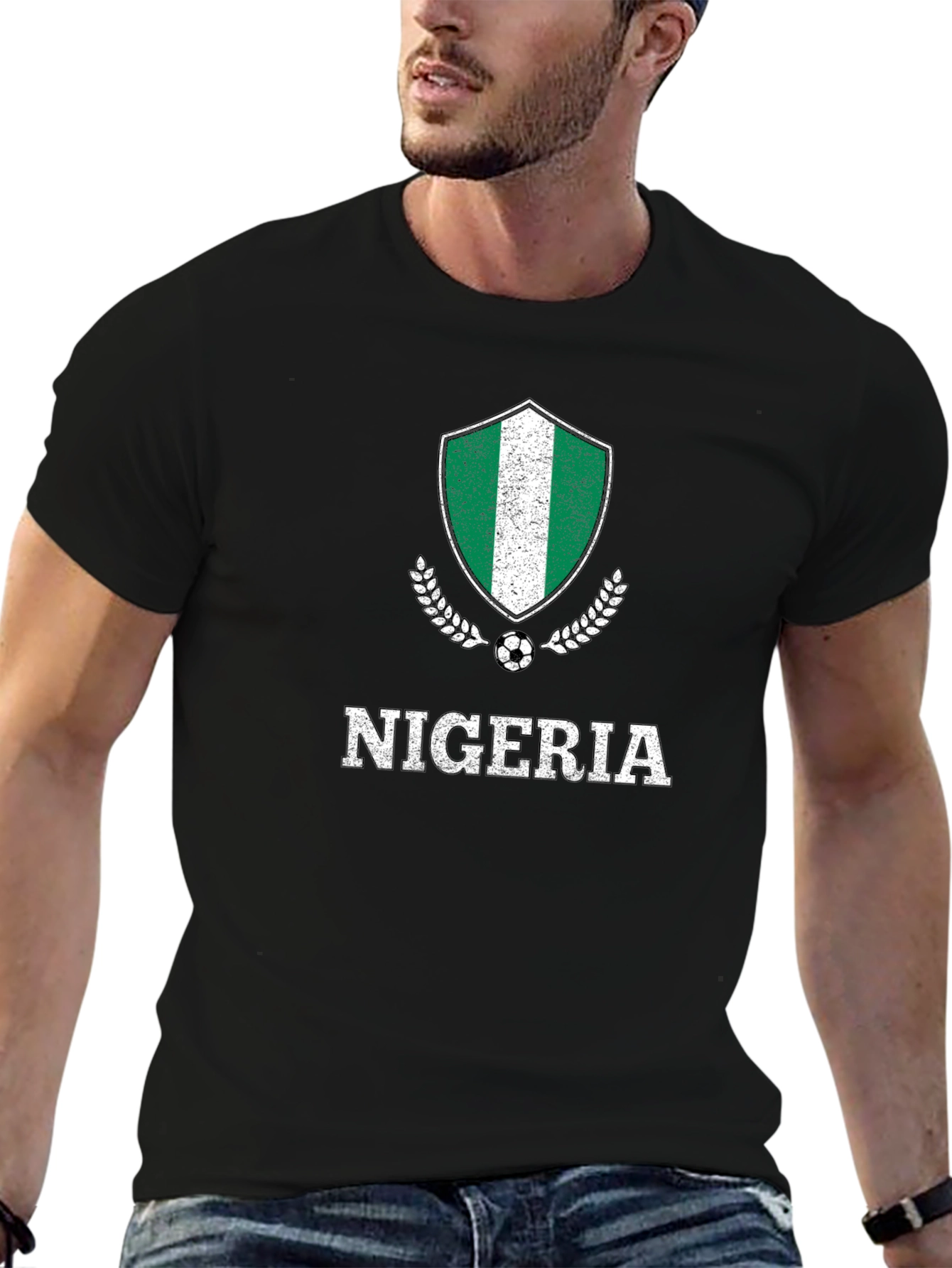 Black Nigeria Soccer T-Shirt - Country Pride Tee view 6