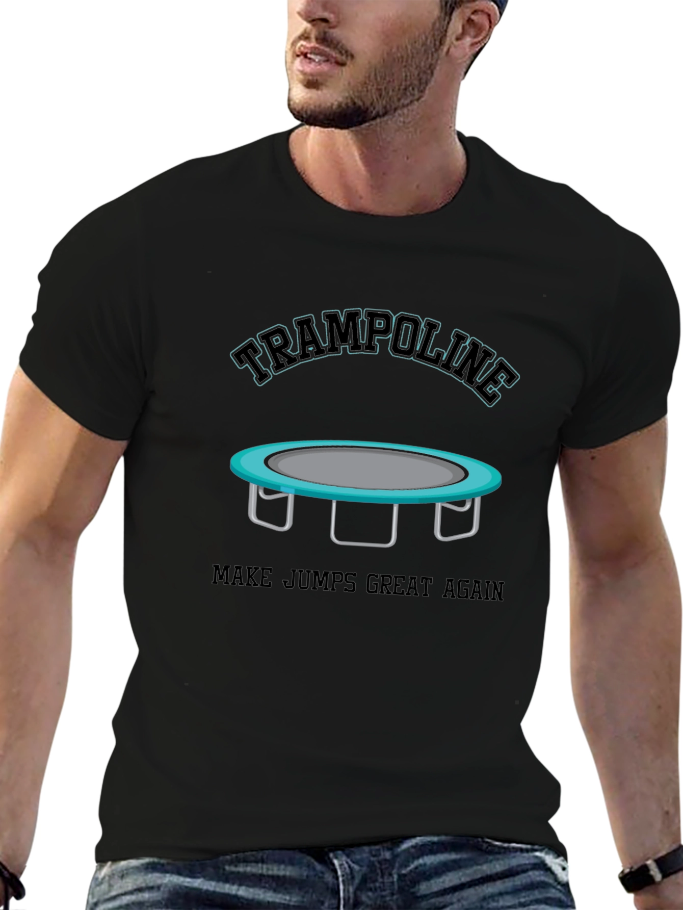 Black Trampoline Make Jumps Great Again Black T-Shirt view 6