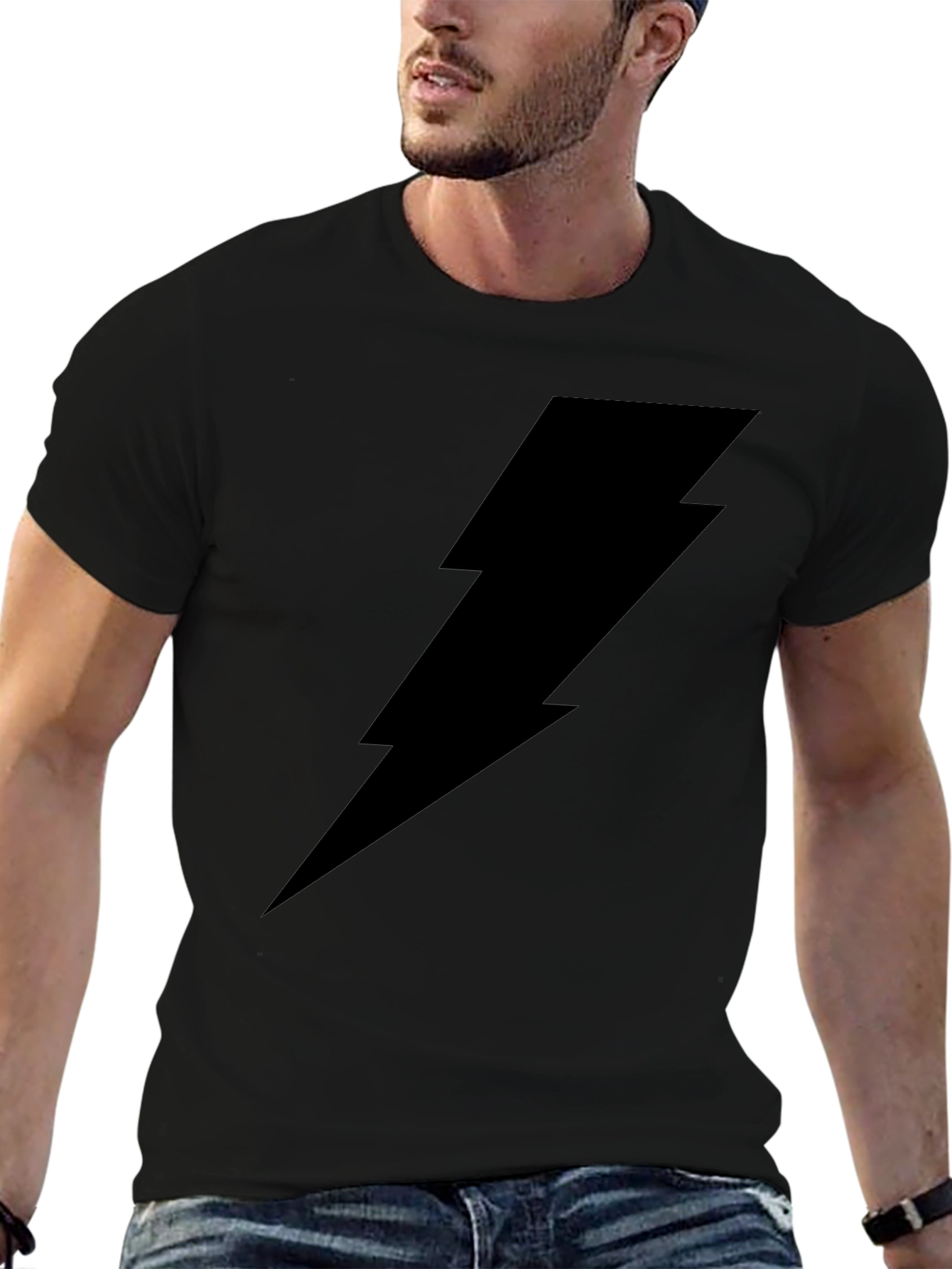 Black Black Lightning Bolt Graphic T-Shirt view 6