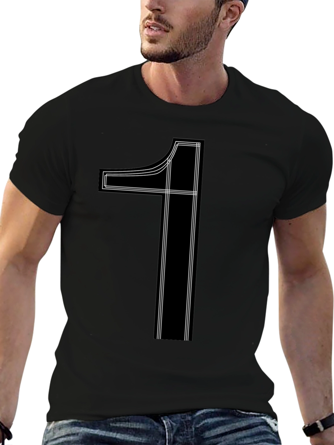 Bold Number One Graphic Tee - Classic Black T-Shirt - 6