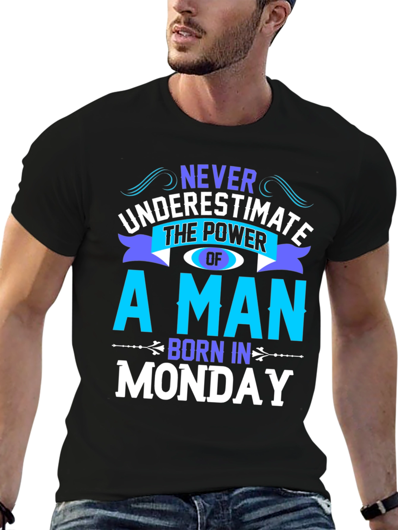 Black Born on Monday Graphic T-Shirt view 6