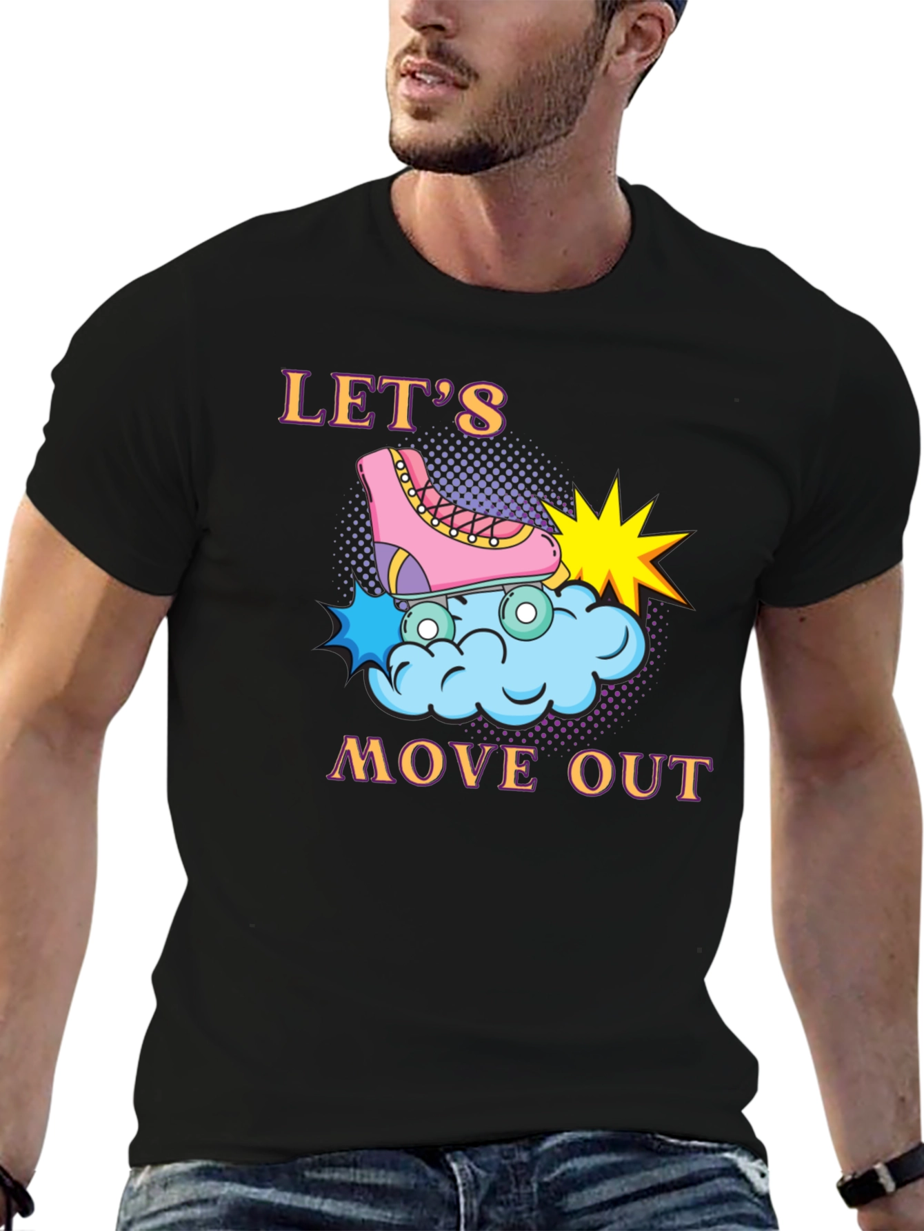 Black Let's Move Out Graphic T-Shirt view 6