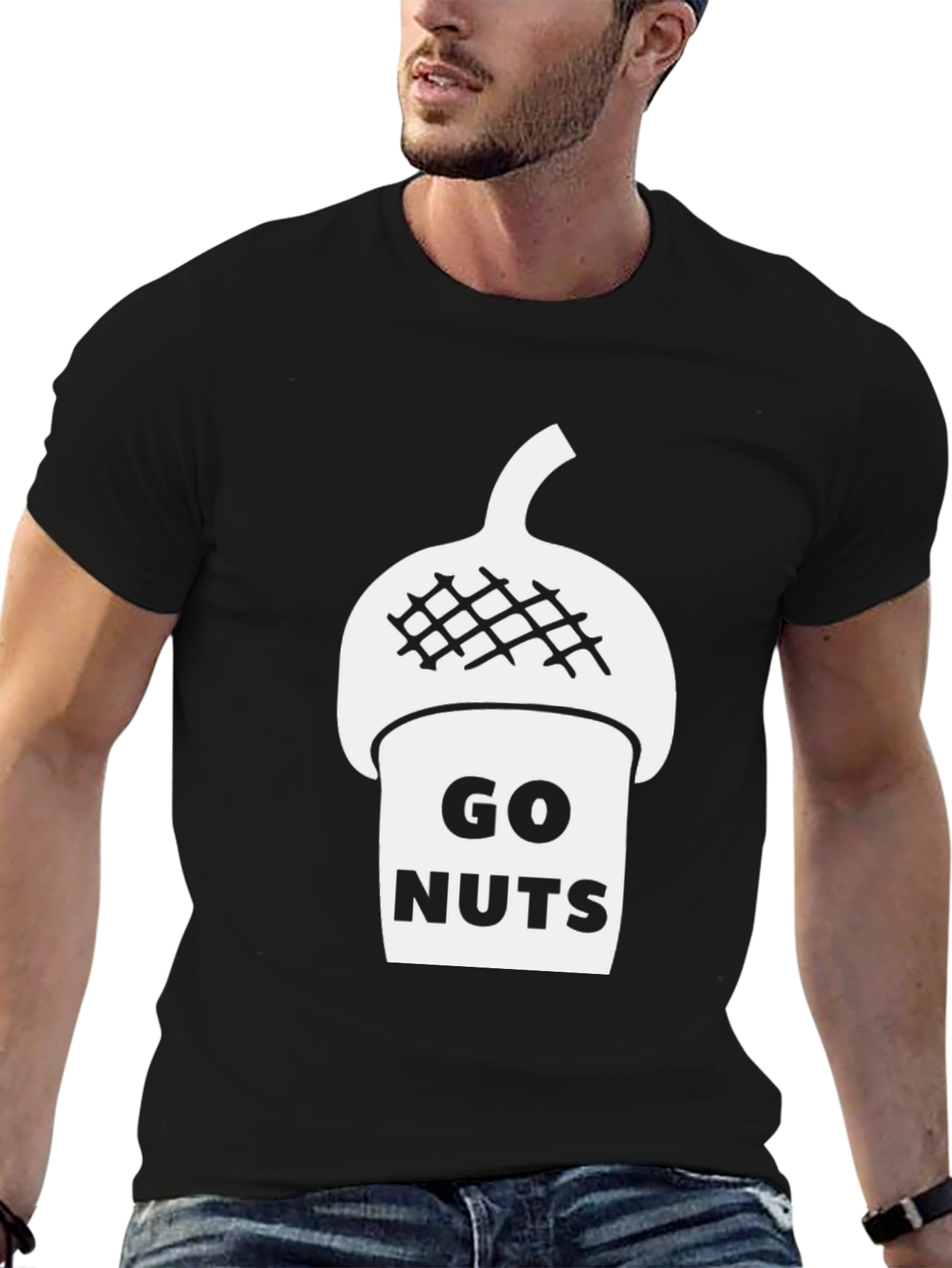 Black Go Nuts Acorn Graphic T-Shirt view 6