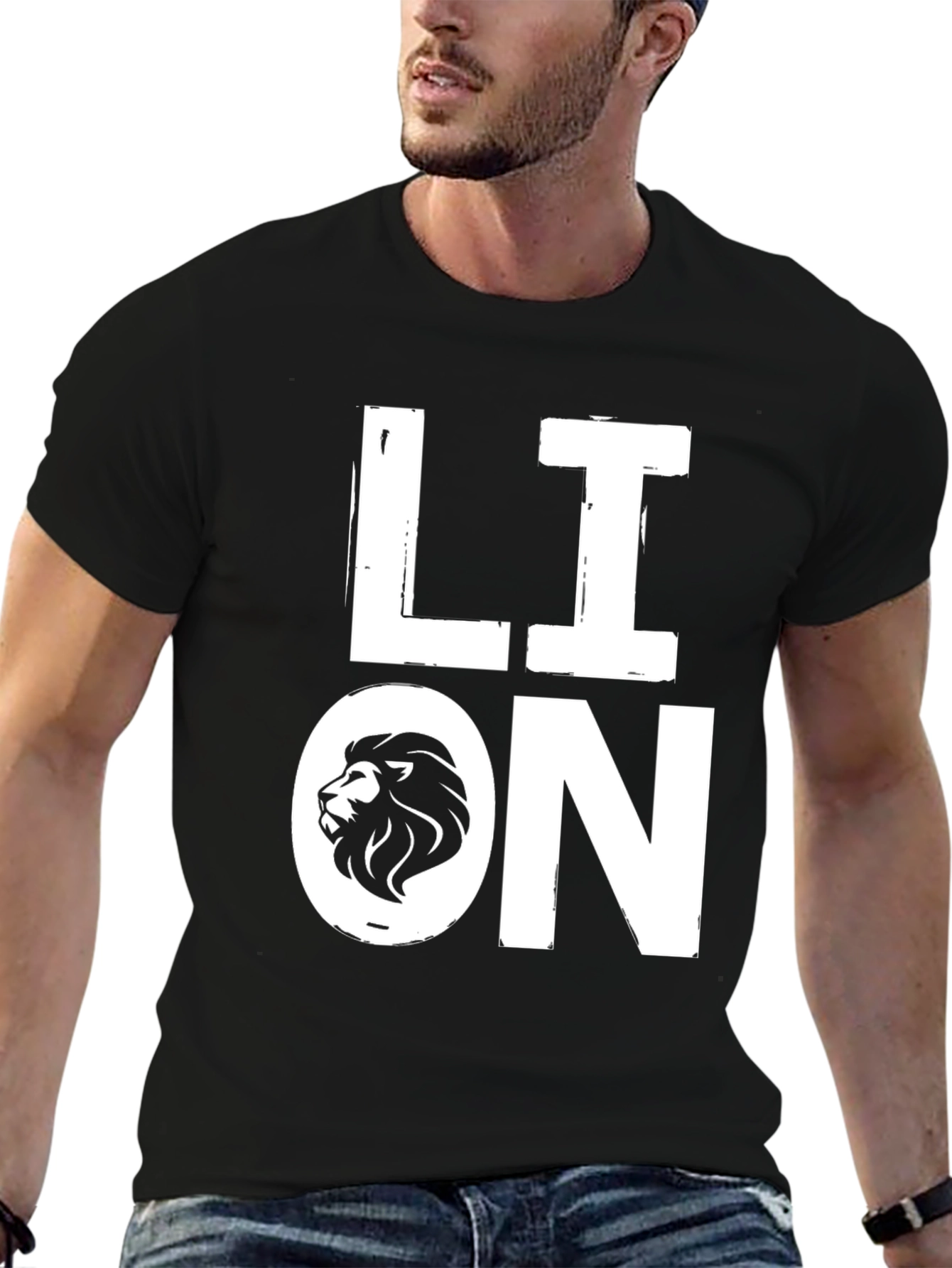 Black Lion Graphic Tee - Cool Animal Print T-Shirt view 6