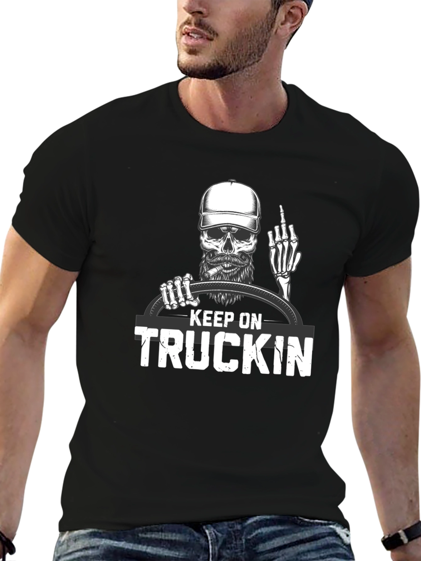 Black Keep On Truckin' Graphic T-Shirt view 6