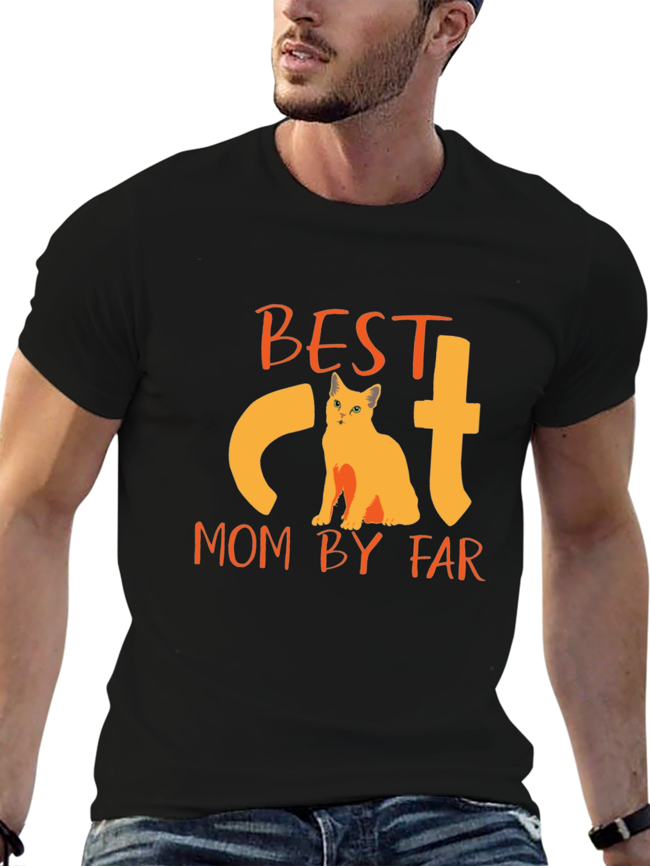 Black Best Cat Mom T-Shirt - Novelty Graphic Tee view 6