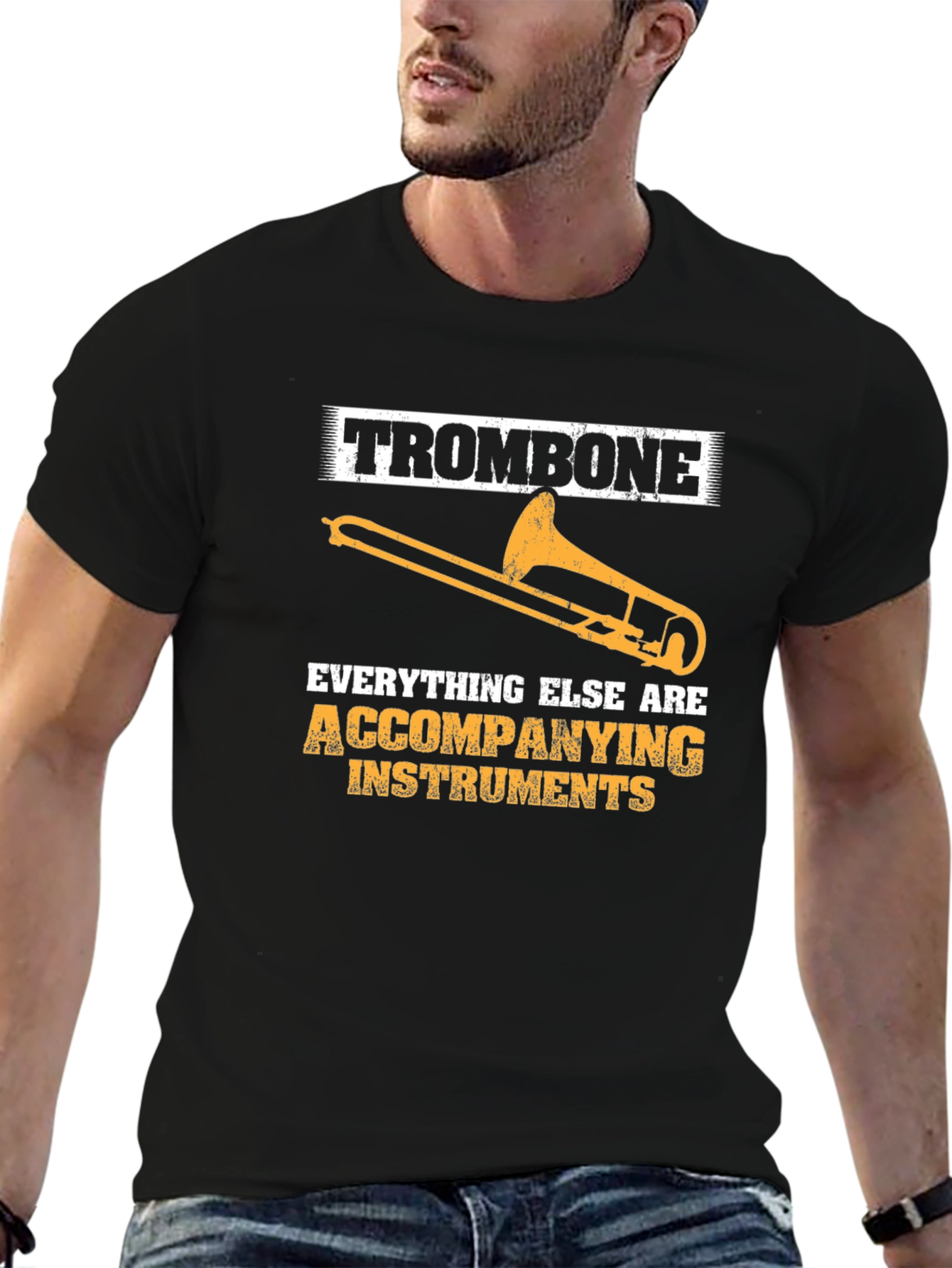 Black Trombone Player's T-Shirt - Accompanying Instruments view 6