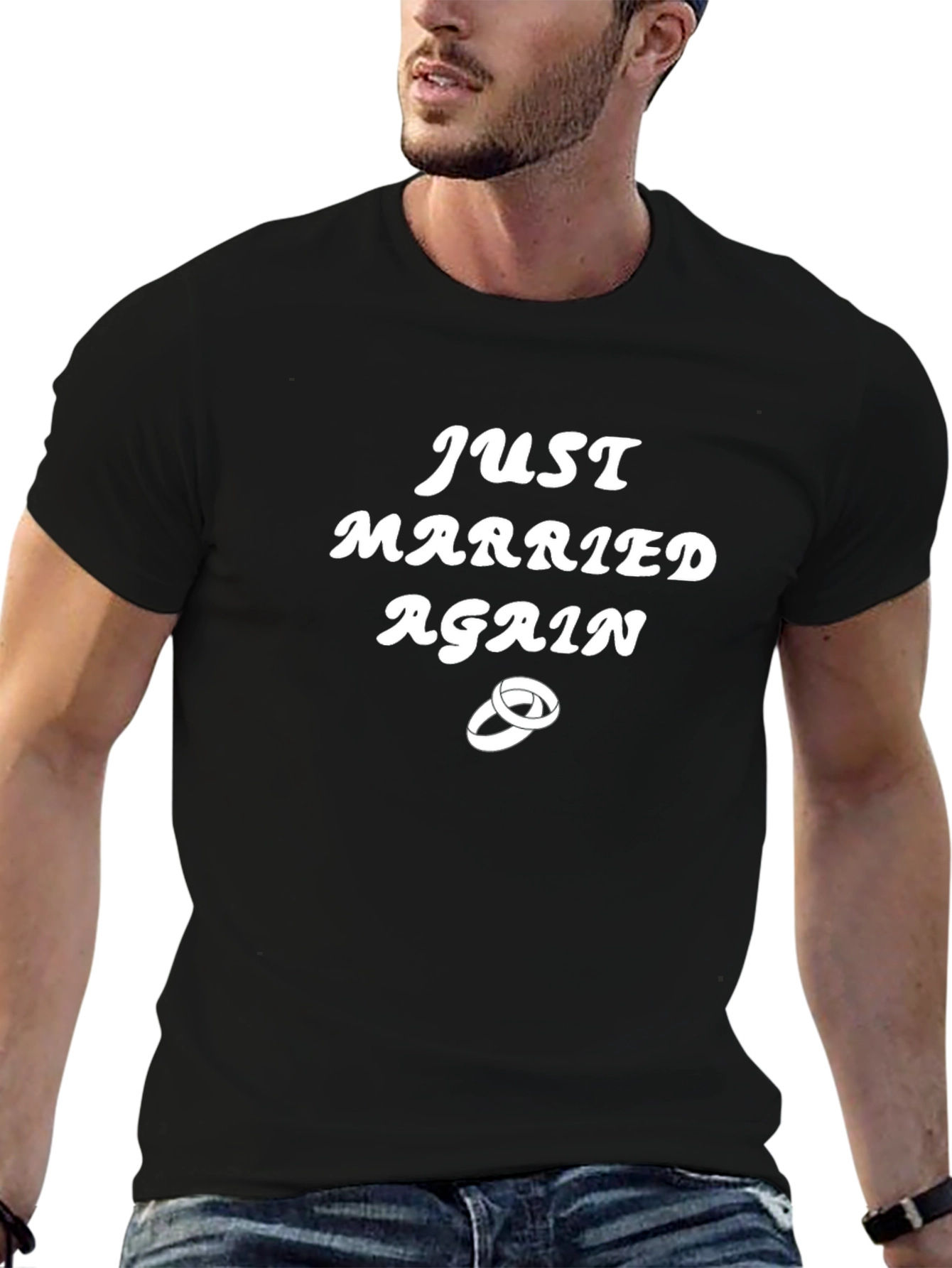 Black Just Married Again T-Shirt view 6