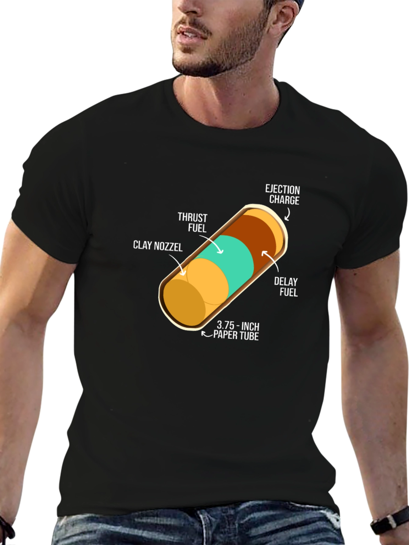 Black Rocket Schematic Graphic Tee - Black view 6