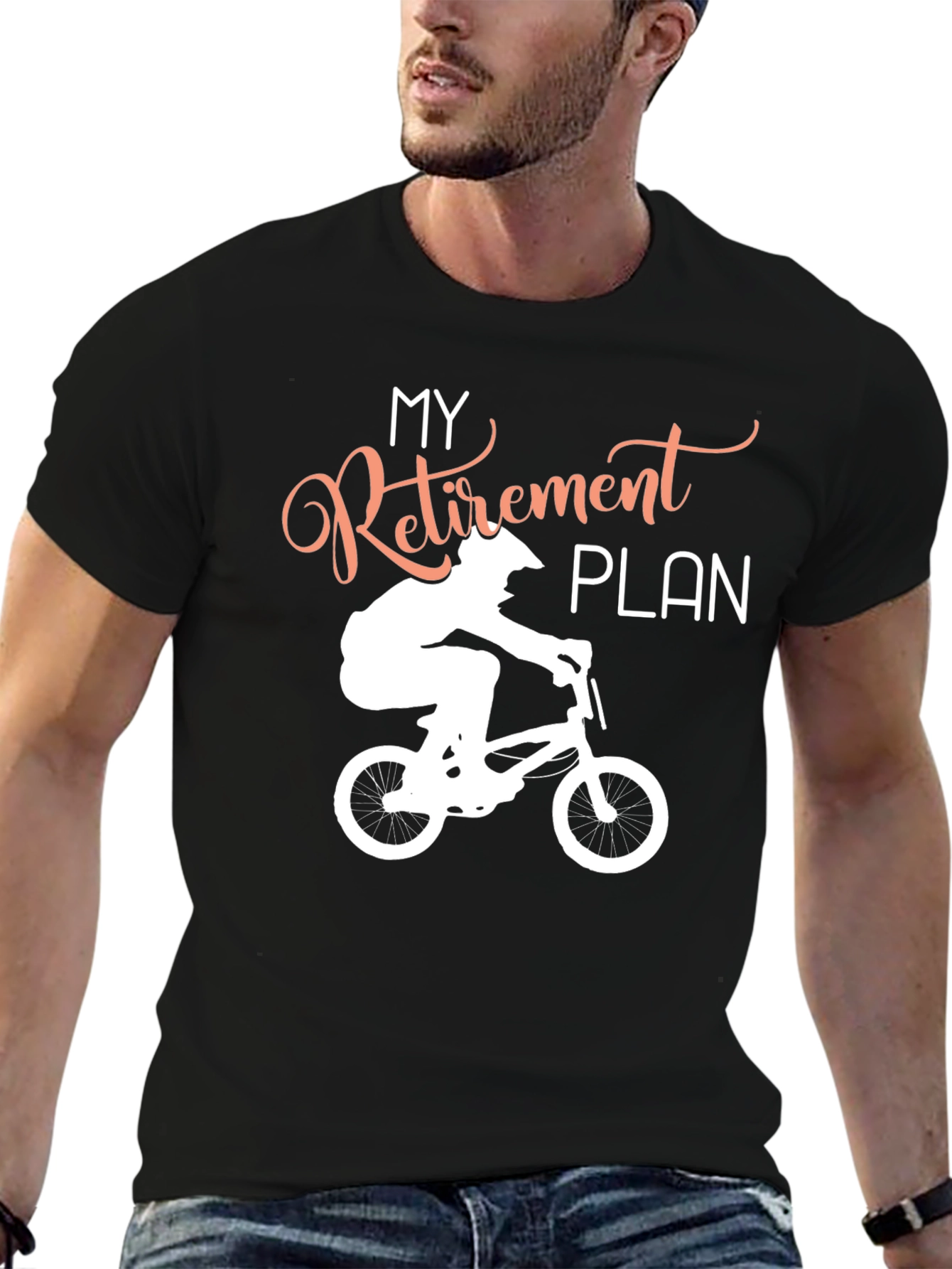 Black Retirement Plan Biking T-Shirt view 6