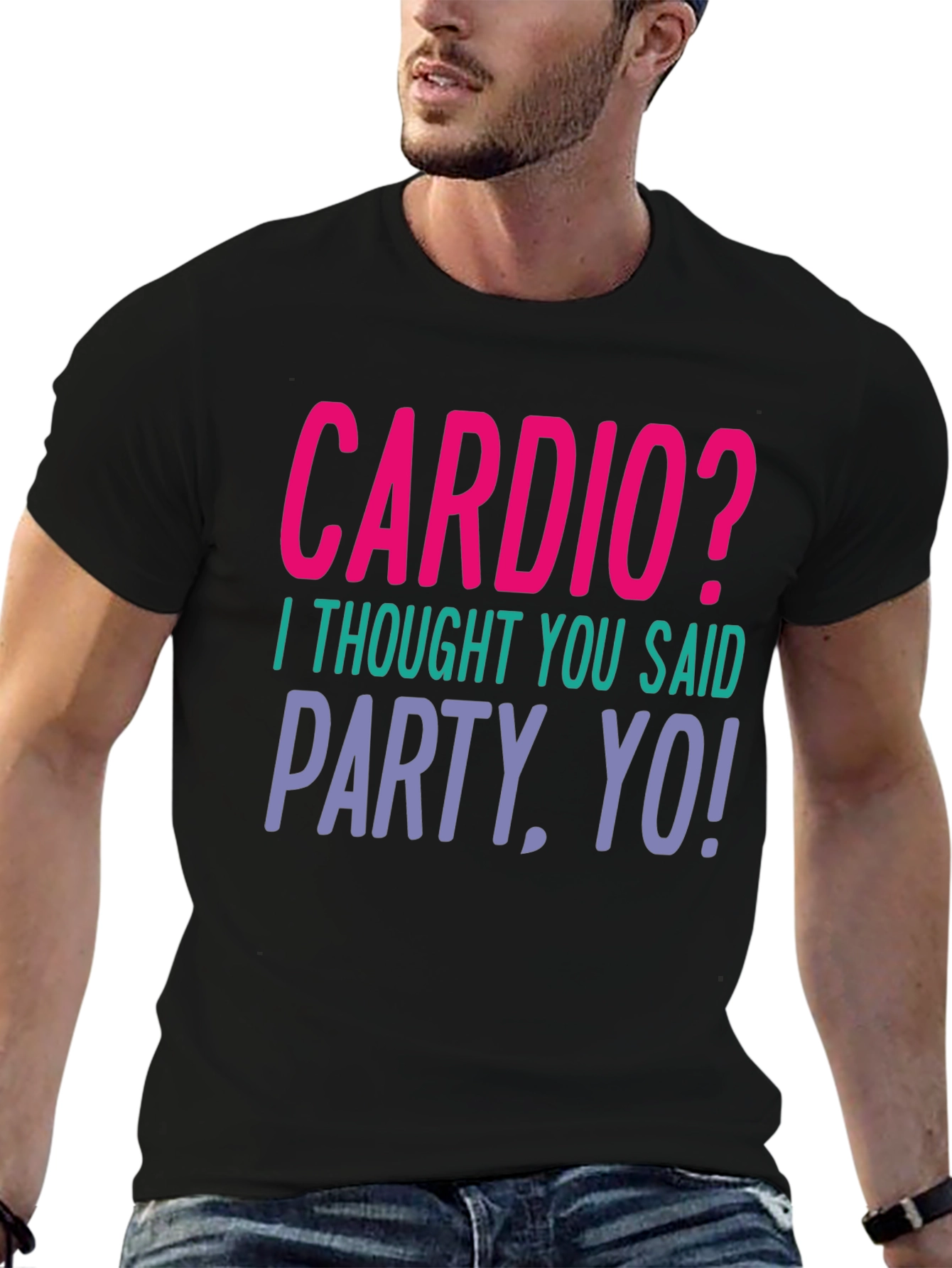 Black Cardio? Party, Yo! Graphic Tee - Unisex view 6