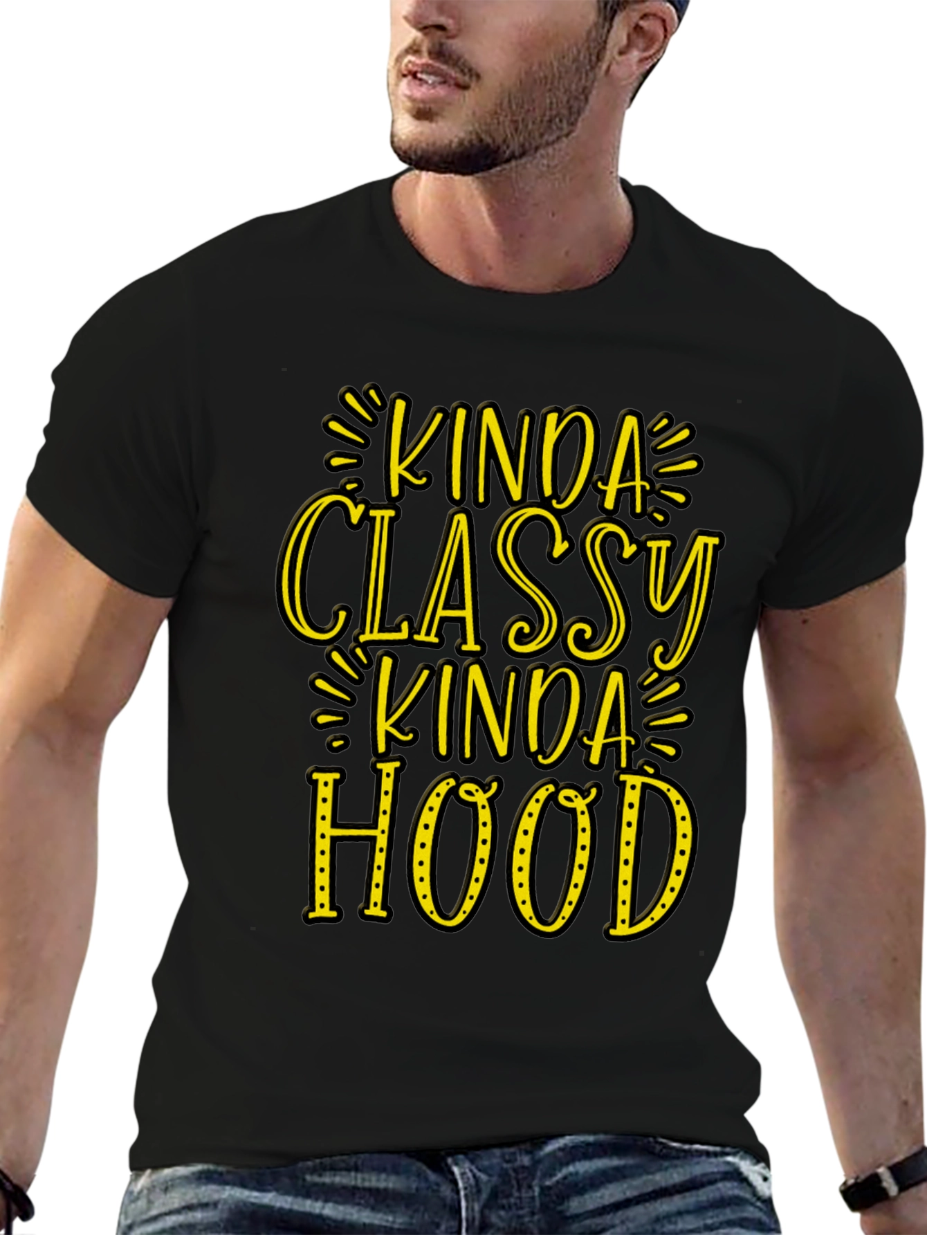 Black Kinda Classy Kinda Hood Graphic T-Shirt view 6