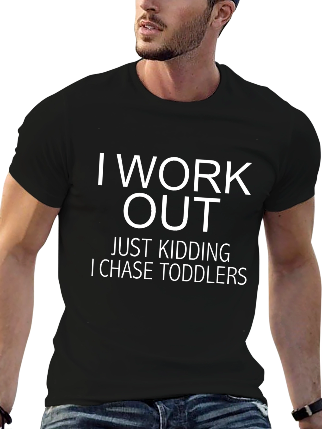 Black Funny "I Chase Toddlers" Graphic Tee view 6