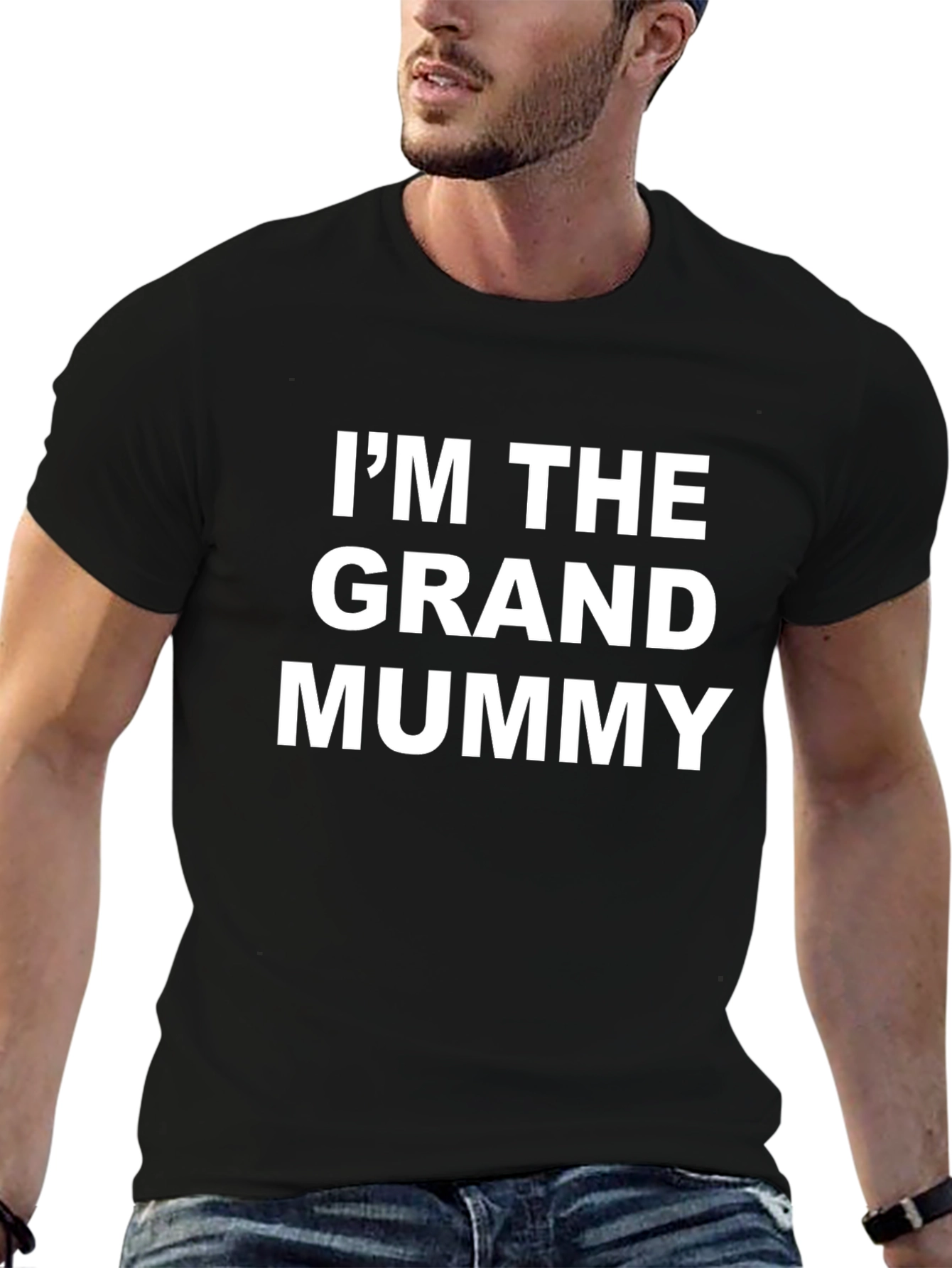 Black I'm the Grand Mummy - Funny Graphic T-Shirt view 6