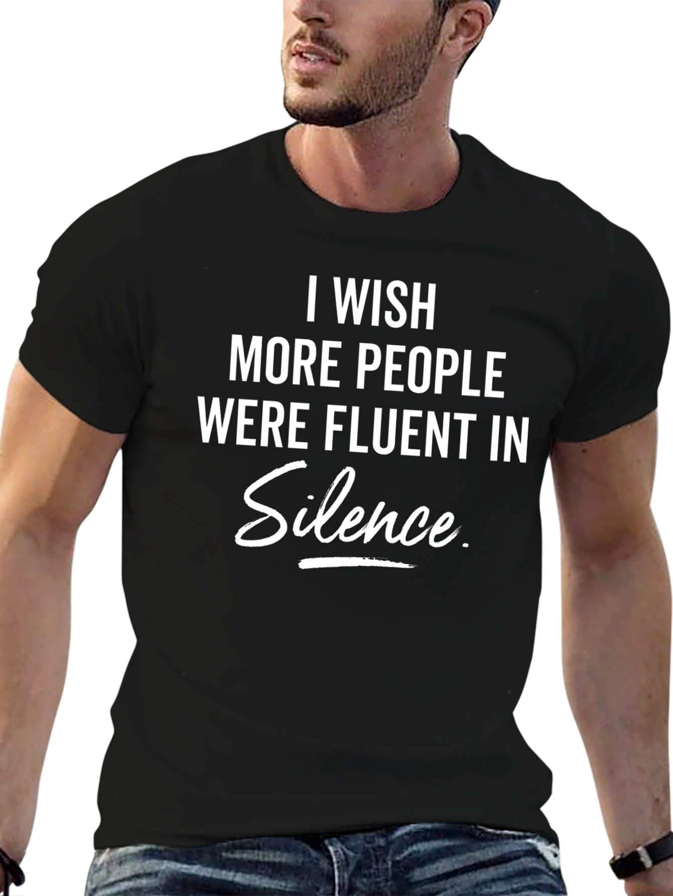 Black Fluent in Silence Graphic T-Shirt - Black view 6