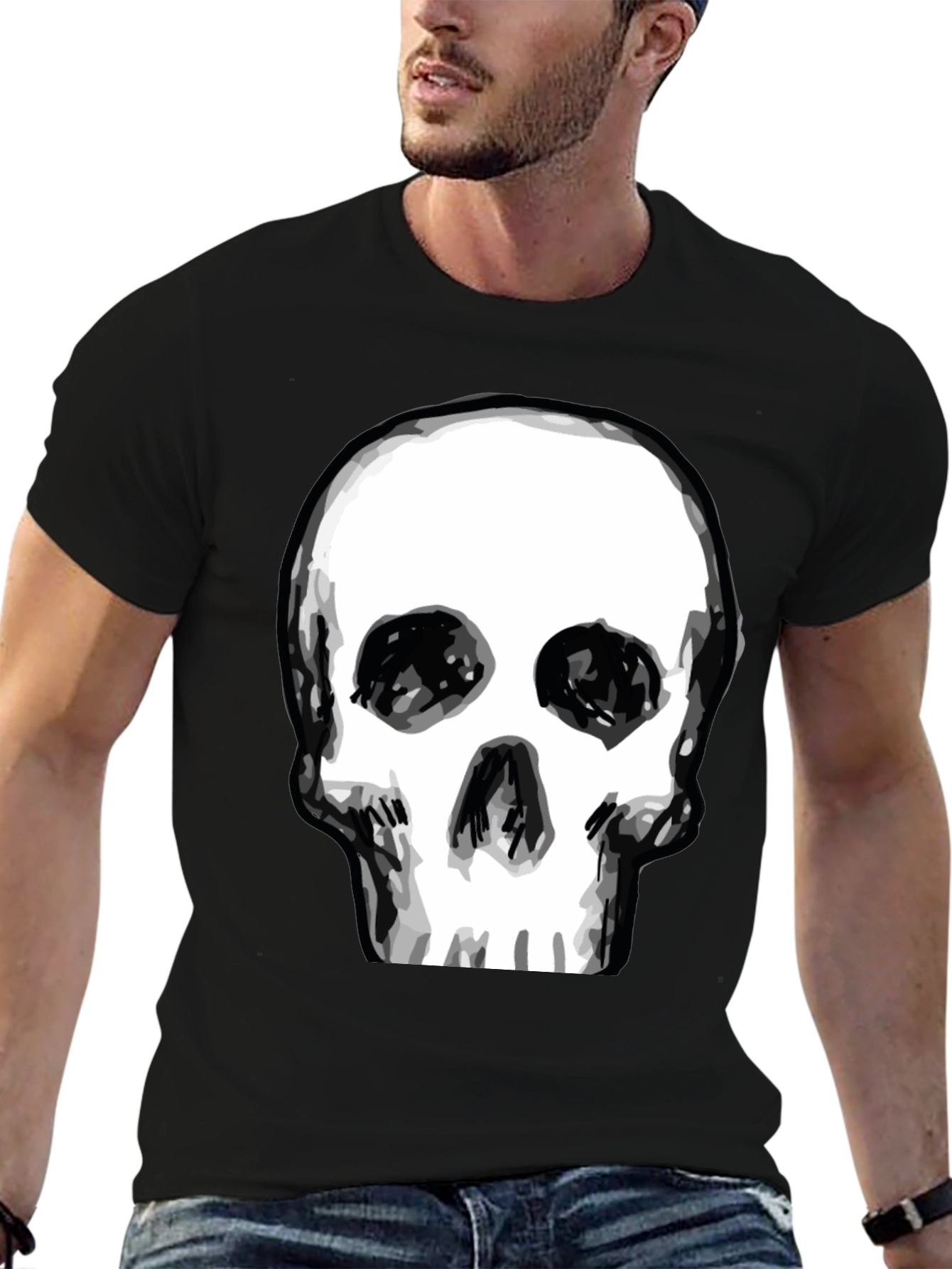 Black Skull Graphic Tee - Men's Black T-Shirt view 6