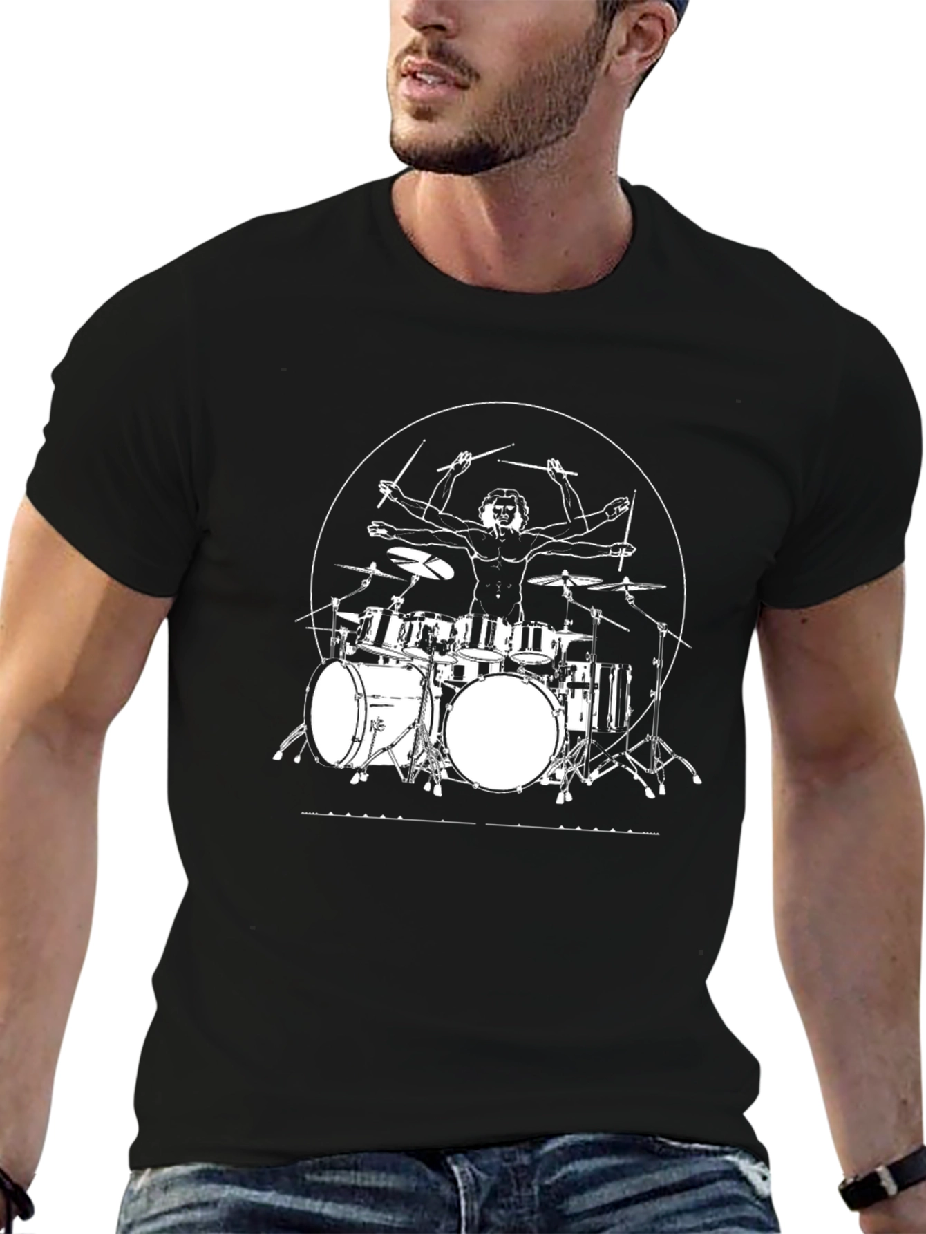 Drummer Anatomy T-Shirt - Black Cotton Tee - 6
