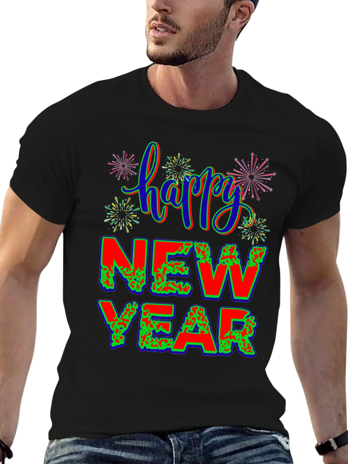 Black Happy New Year Graphic Tee view 6