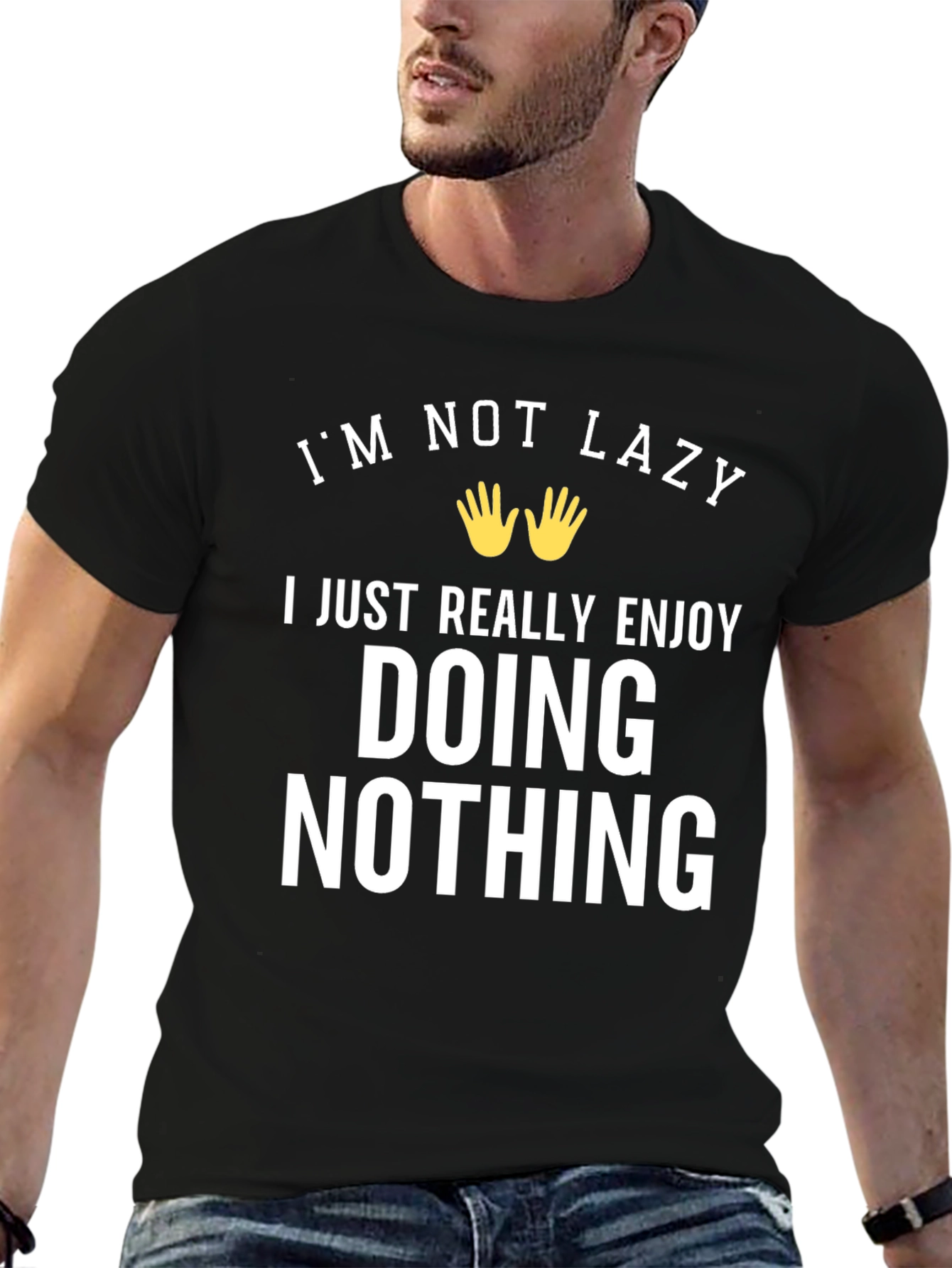 Black Funny 'I'm Not Lazy' Graphic Tee view 6