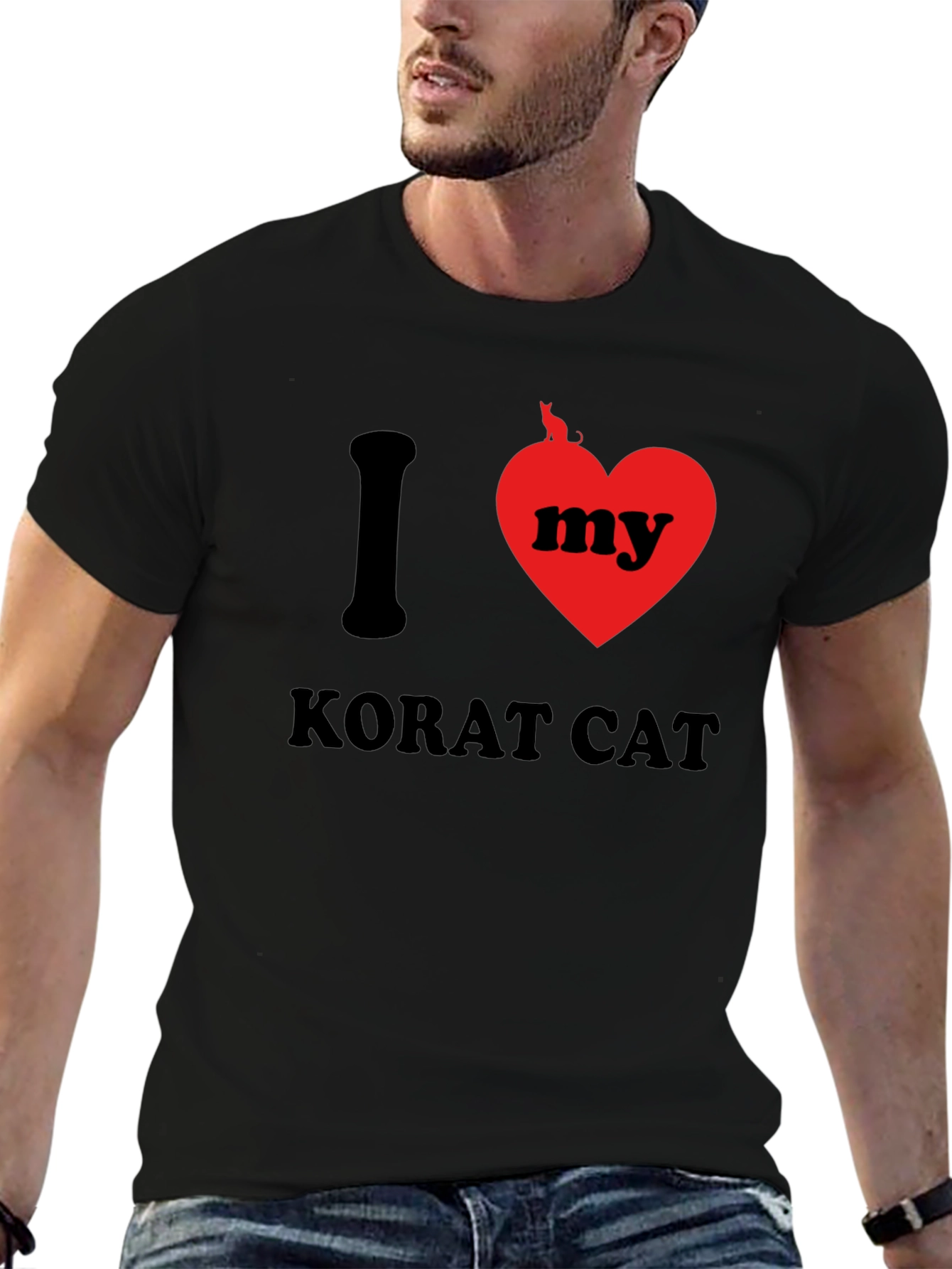 Black I Love My Korat Cat T-Shirt view 6