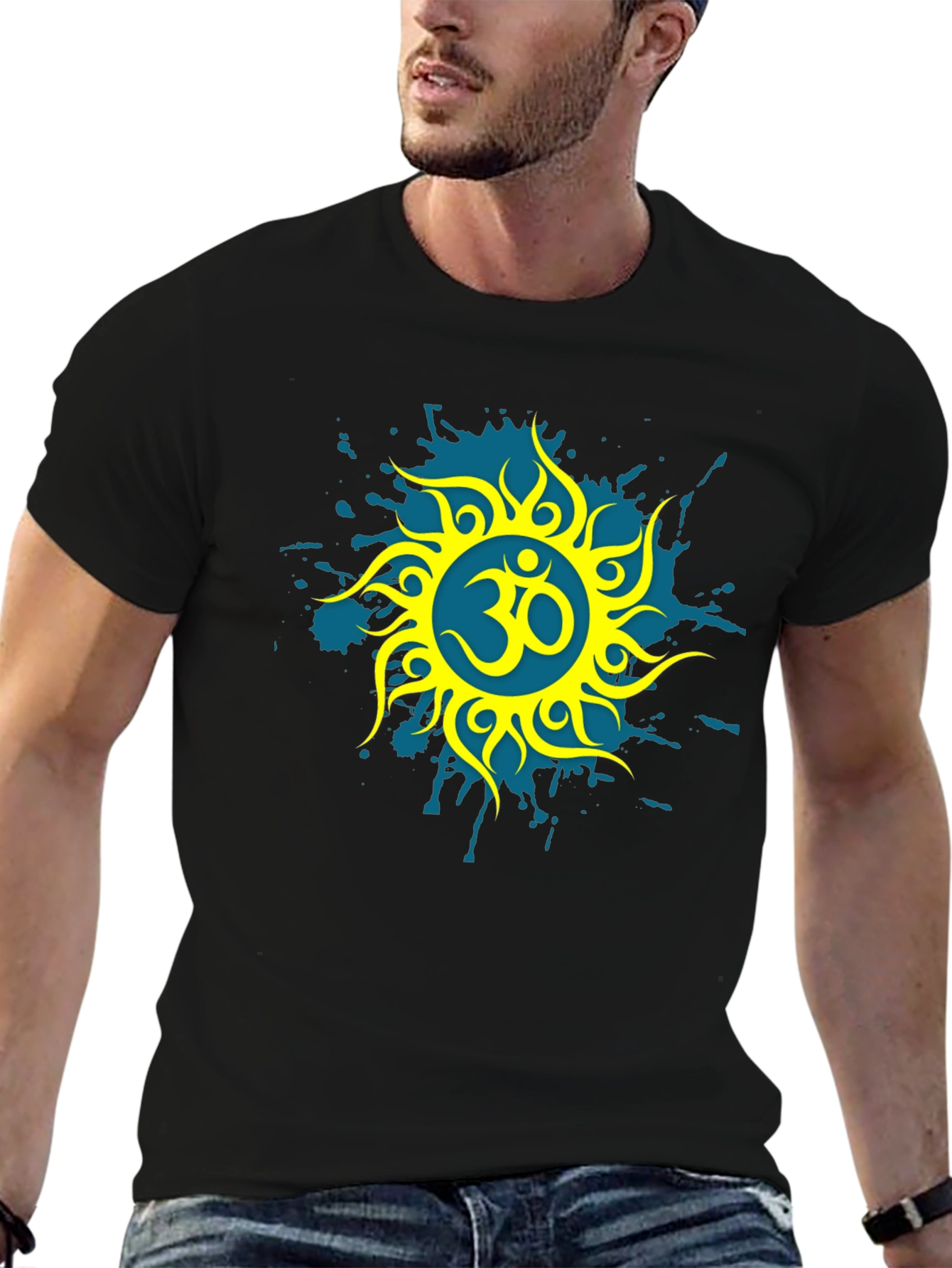 Black Om Symbol Graphic Tee - Stylish Black T-Shirt view 6
